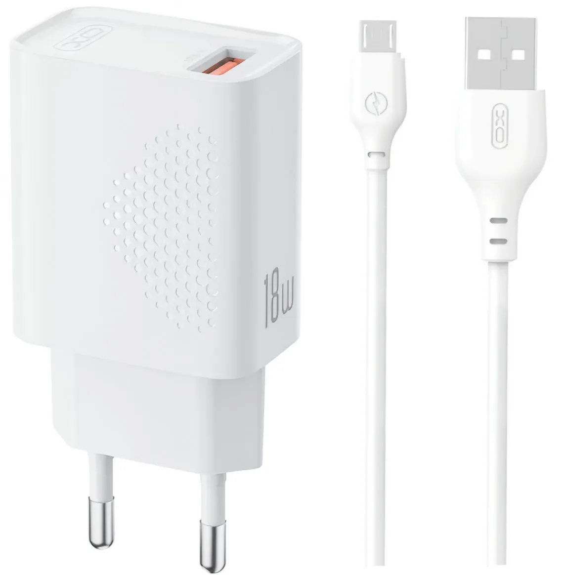 Caricabatterie da Rete con Cavo microUSB XO Design L159, 18W, 3A, 1 x USB-A, Bianco