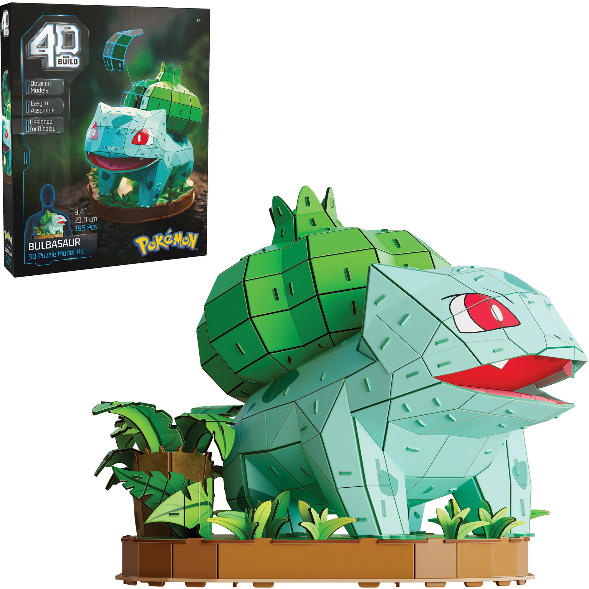 4D Build, Pokémon Bulbasaur, Kit di Modellismo 3D, Puzzle per Adulti, 195 pezzi, dai 12 Anni in su