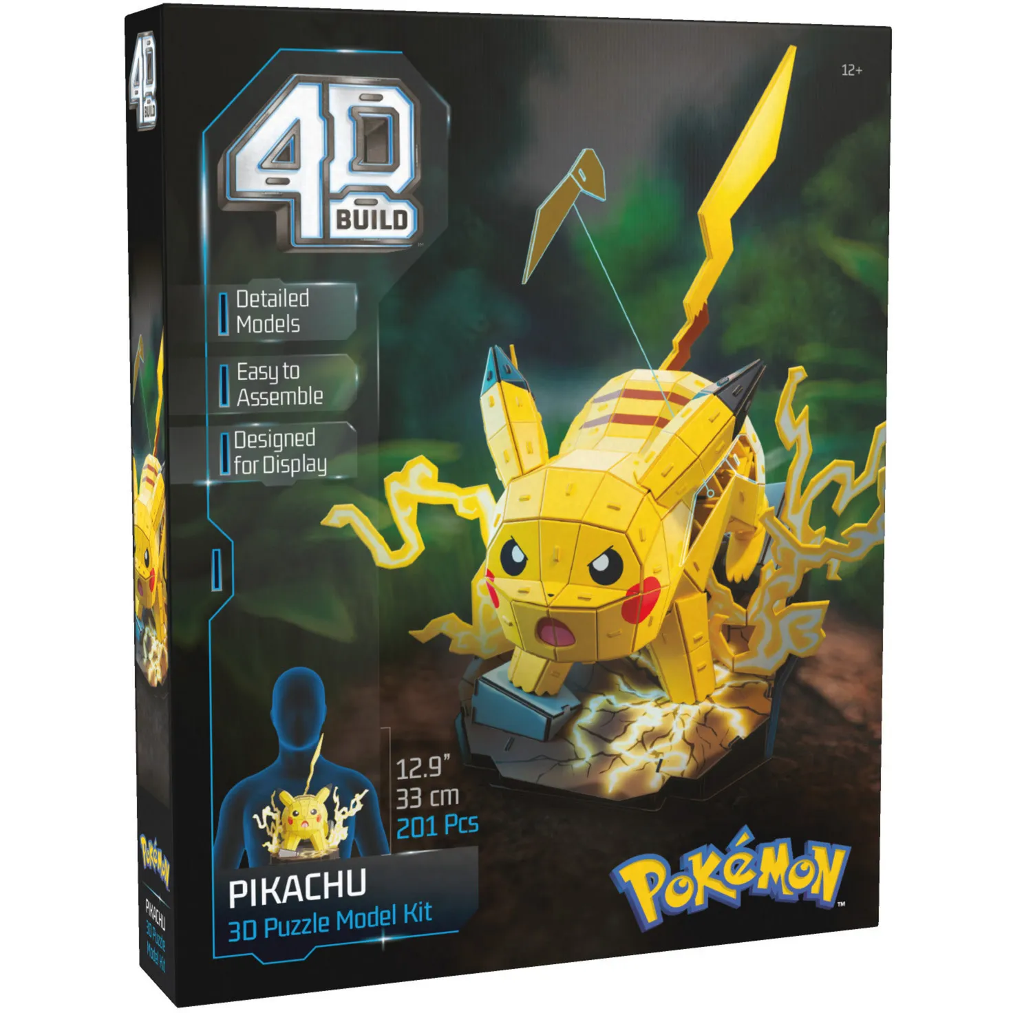 4D Build, Pokémon Pikachu, Kit di Modellismo 3D, Puzzle per Adulti, 201 pezzi, dai 12 Anni in su