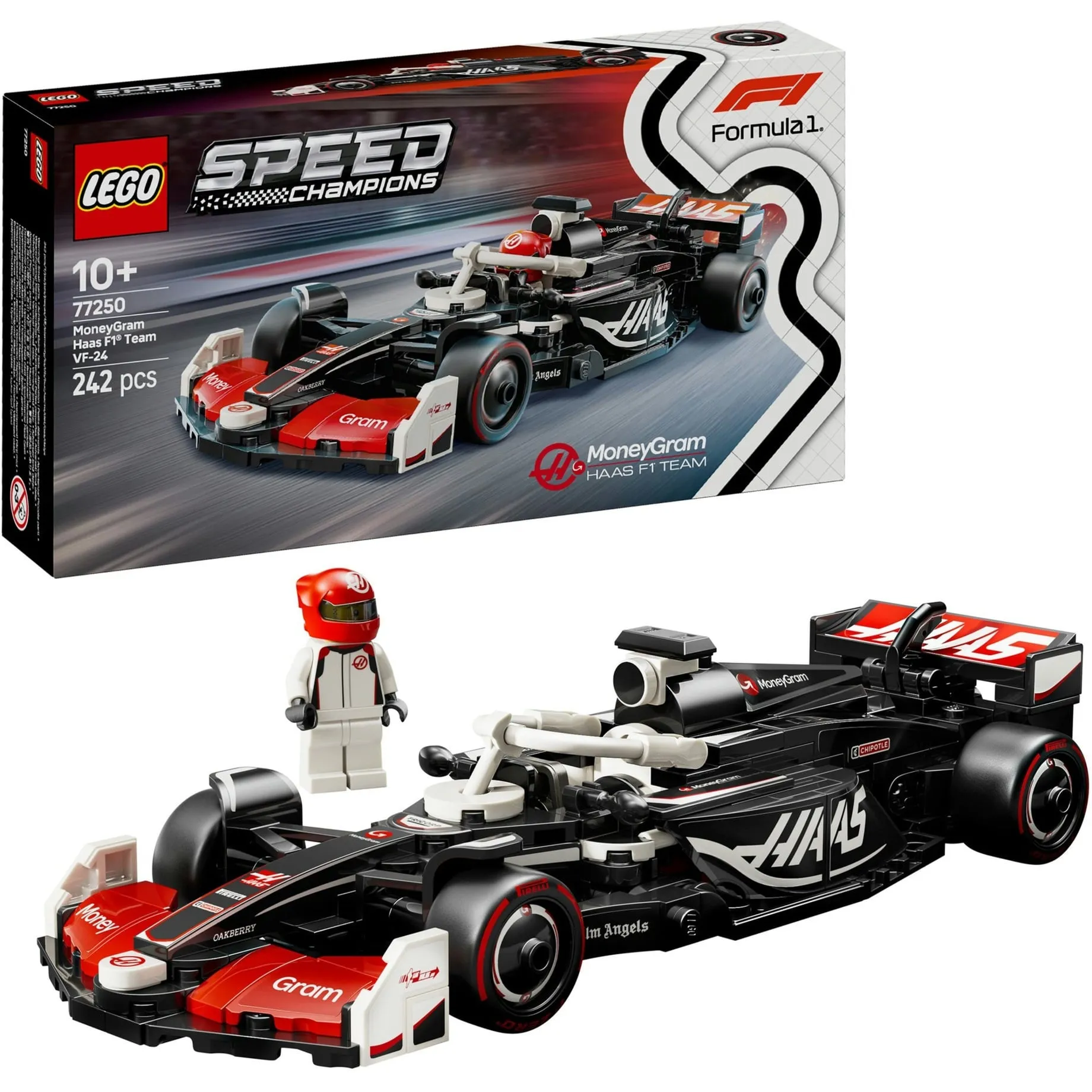 Speed Champions 77250 Auto da Corsa MoneyGram Haas F1 Team VF-24 Macchina Giocattolo con Minifigure per Bambini 10+, Giochi di costruzione