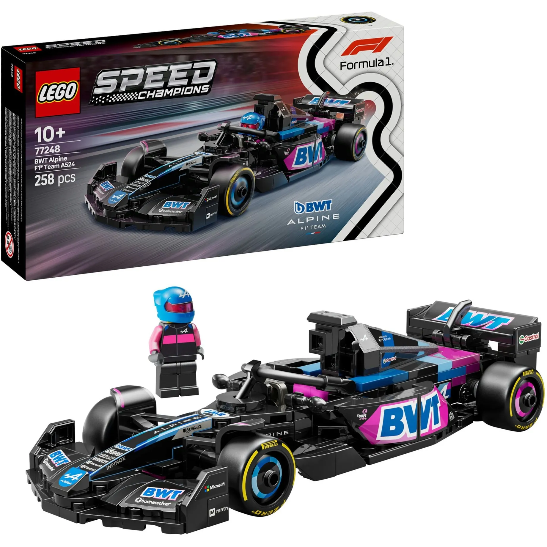 Speed Champions 77248 Auto da Corsa BWT Alpine F1 Team A524 Macchina Giocattolo da Collezione con Minifigure, Bambini10+, Giochi di costruzione