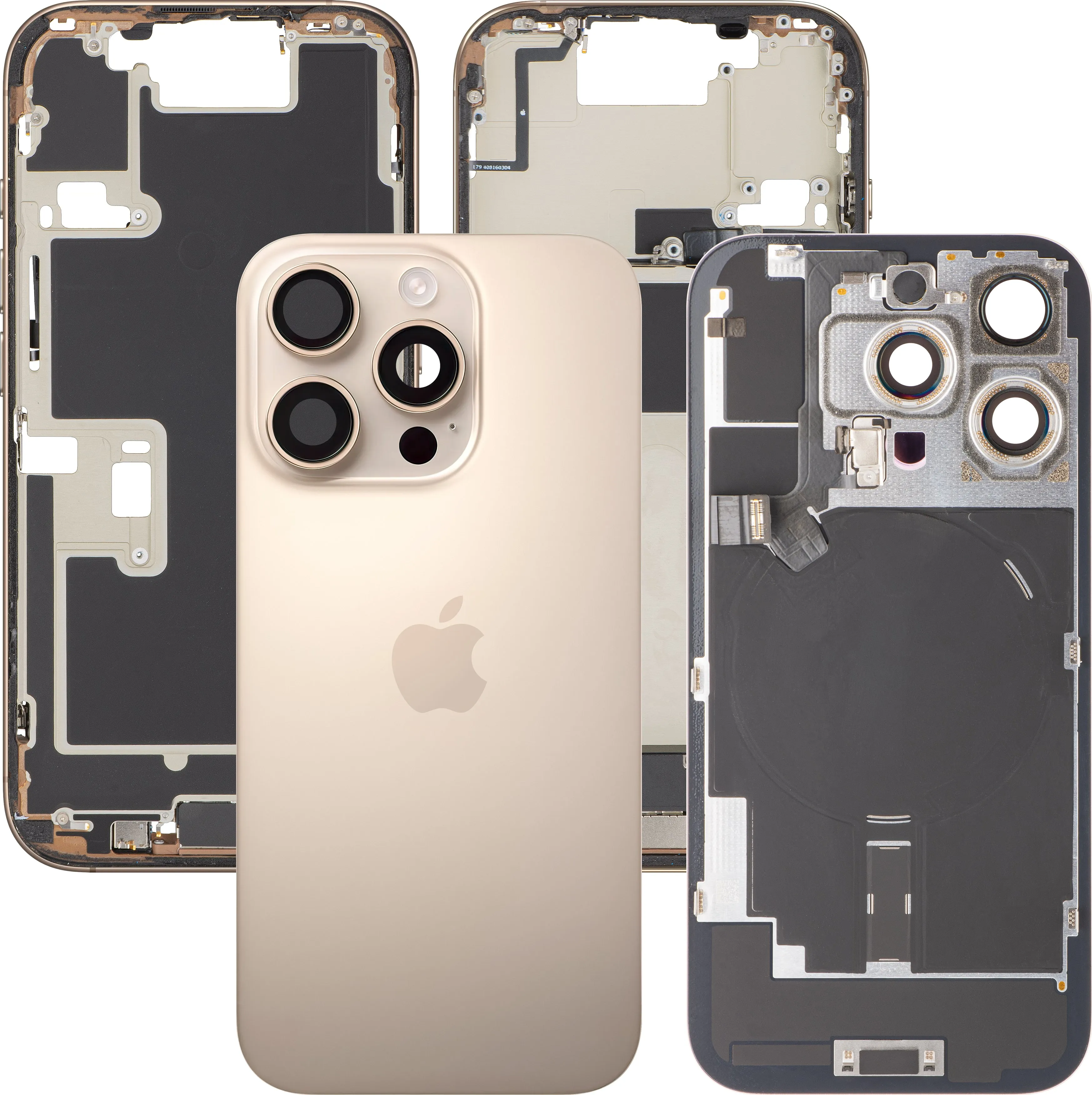 Copertura Batteria Apple iPhone 16 Pro, Con Scocca Centrale, Parti Complete, Oro (Desert Titanium), Swap Premium