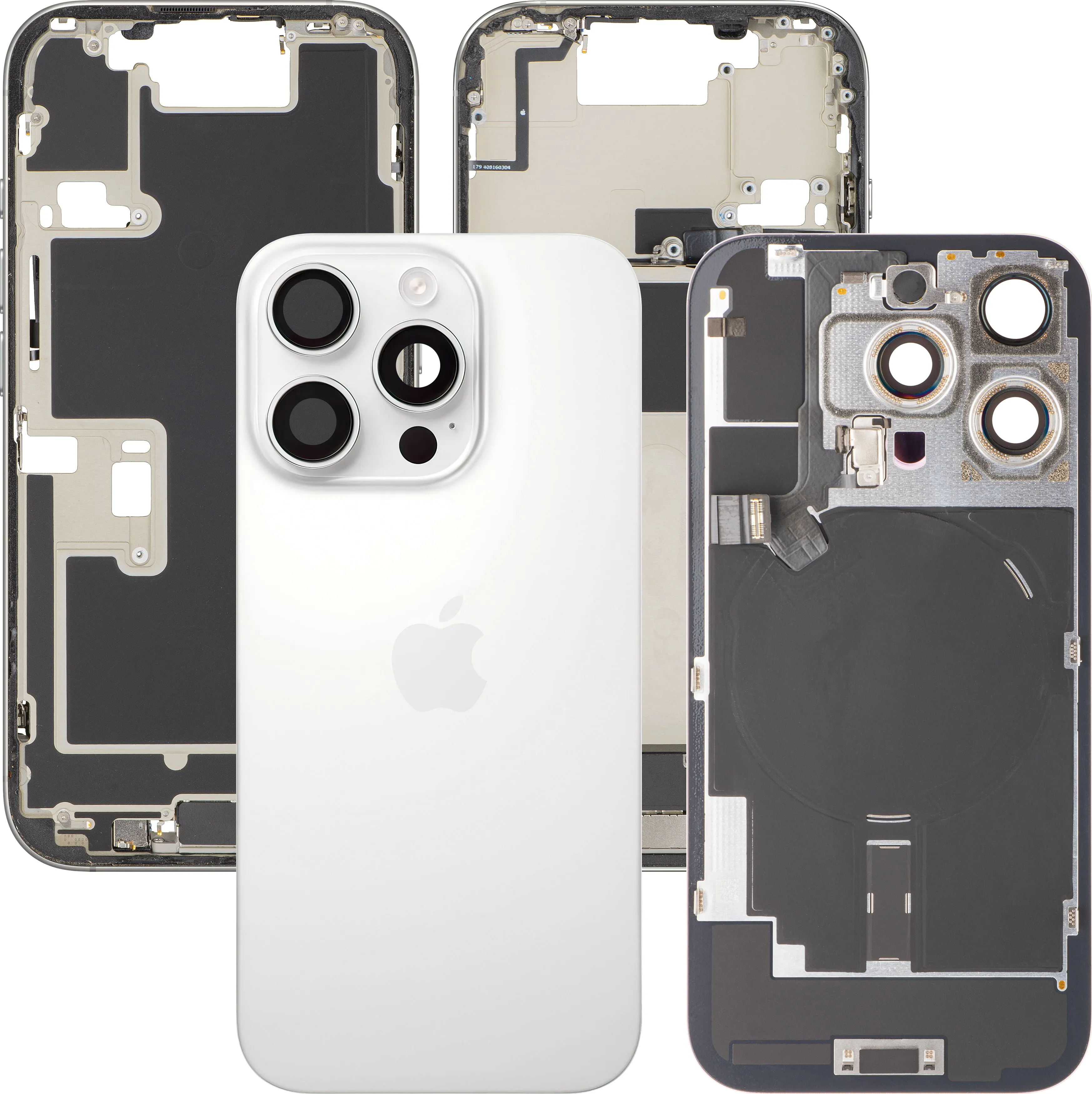 Copertura Batteria Apple iPhone 16 Pro, Con Scocca Centrale, Parti Complete, Bianco (Titanio Bianco), Swap Premium