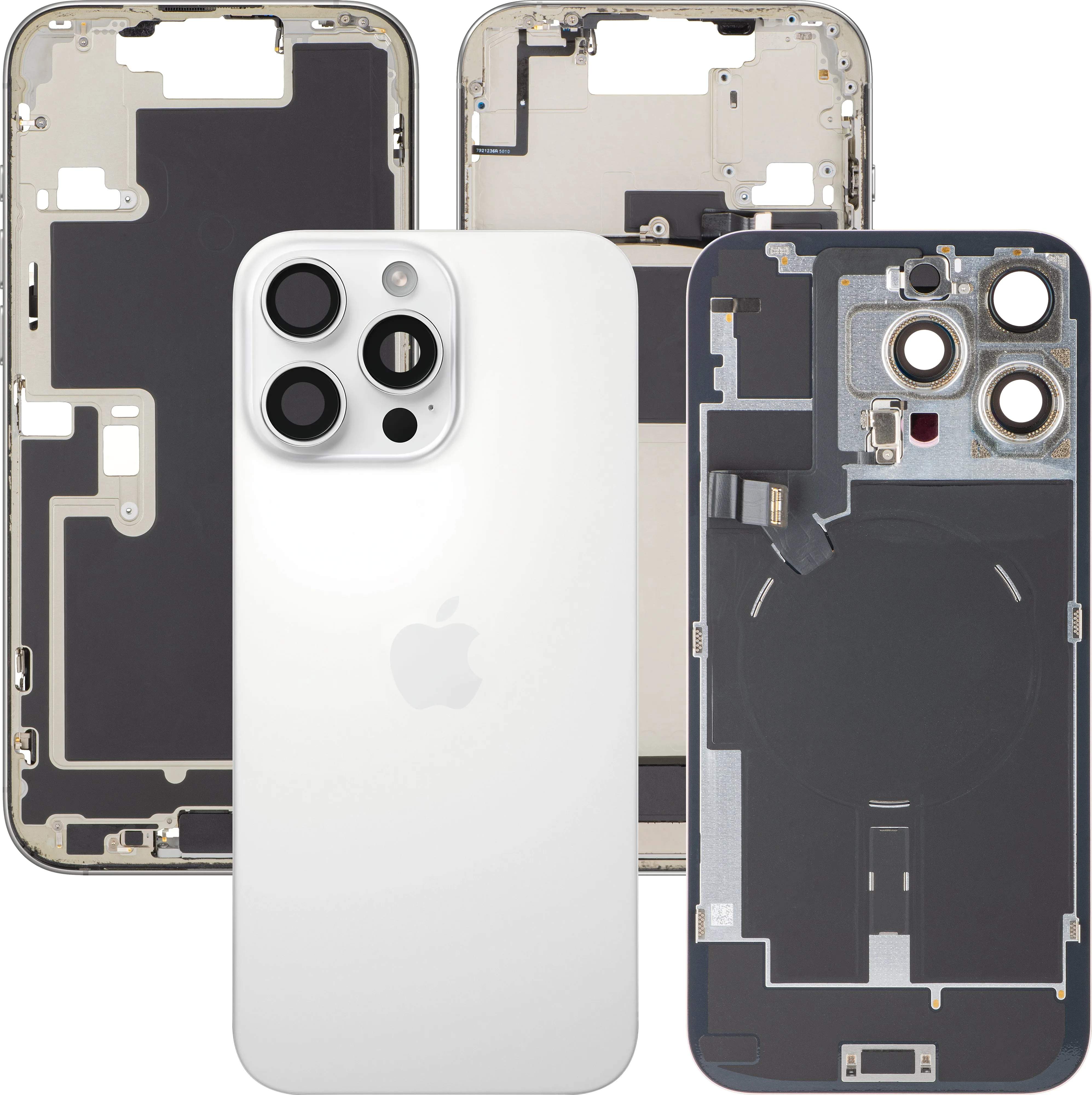 Cover Batteria Apple iPhone 16 Pro Max, Con Scocca Centrale, Parti Complete, Bianco (Titanio Bianco), Swap Premium