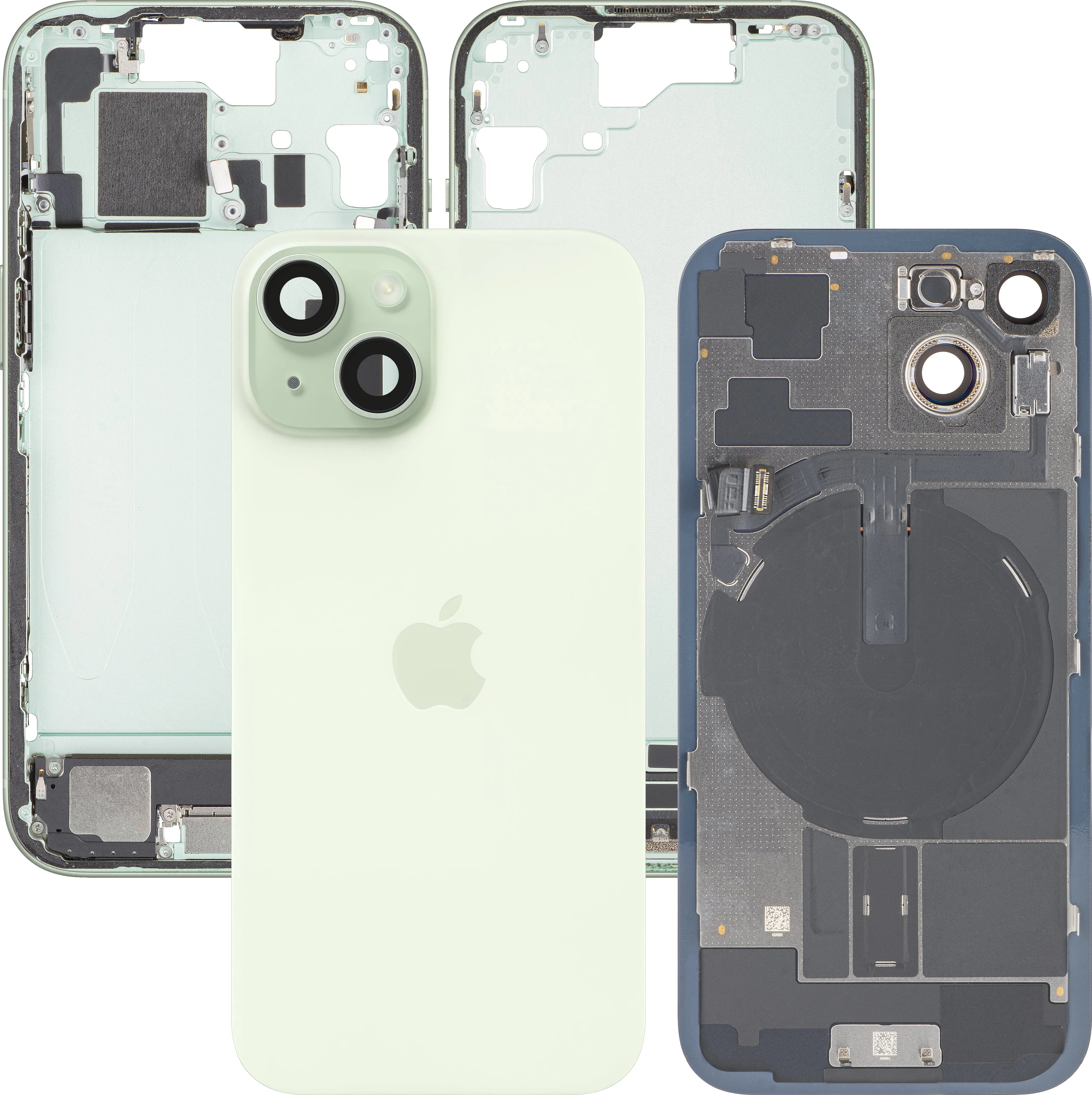 Copertura Batteria Apple iPhone 15, Con Scocca Centrale, Parti Complete, Verde, Swap Premium
