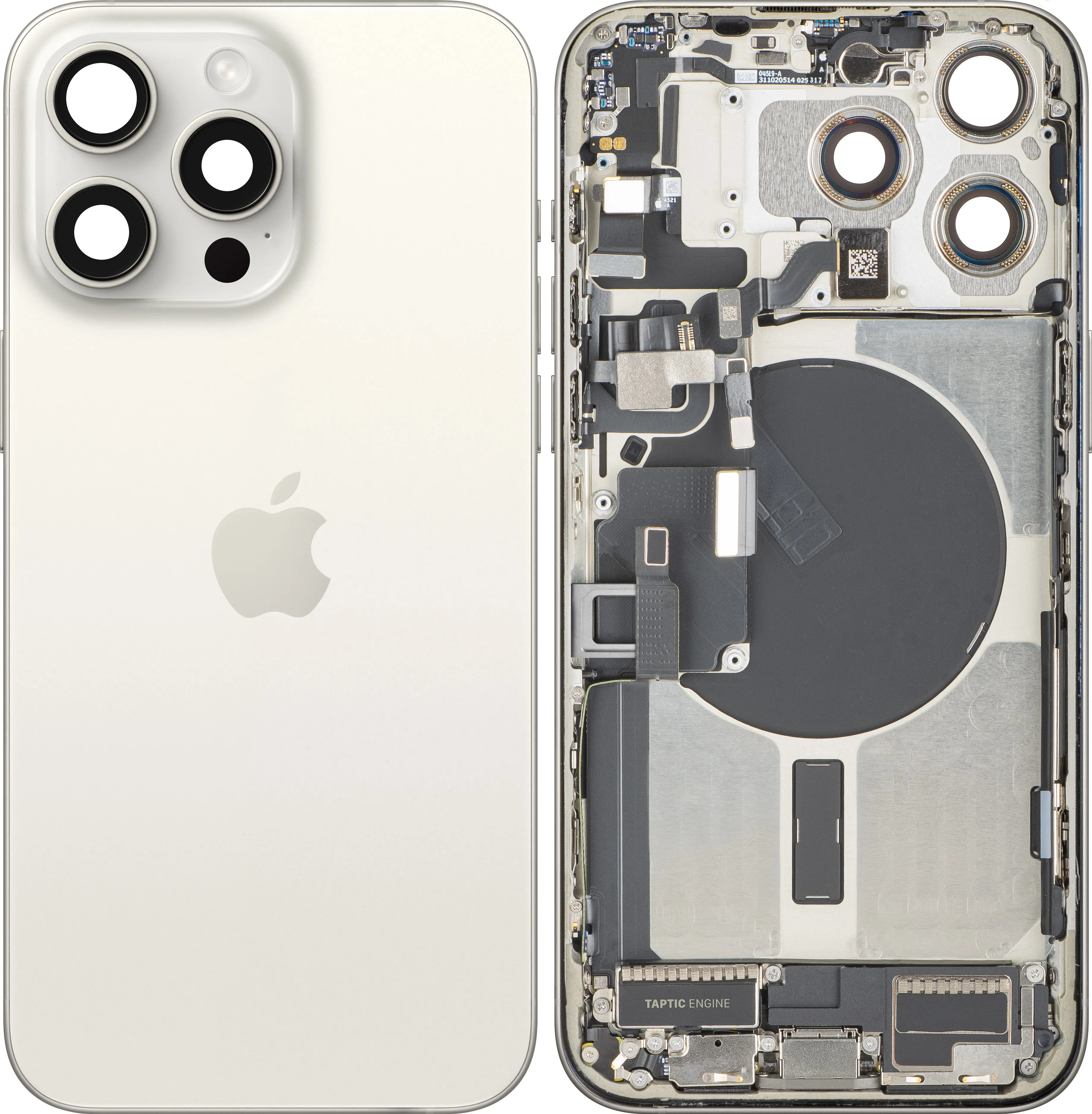 Copertura Batteria Apple iPhone 15 Pro Max, Con Scocca Centrale, Parti Complete, Bianco (Titanio Bianco), Swap Premium