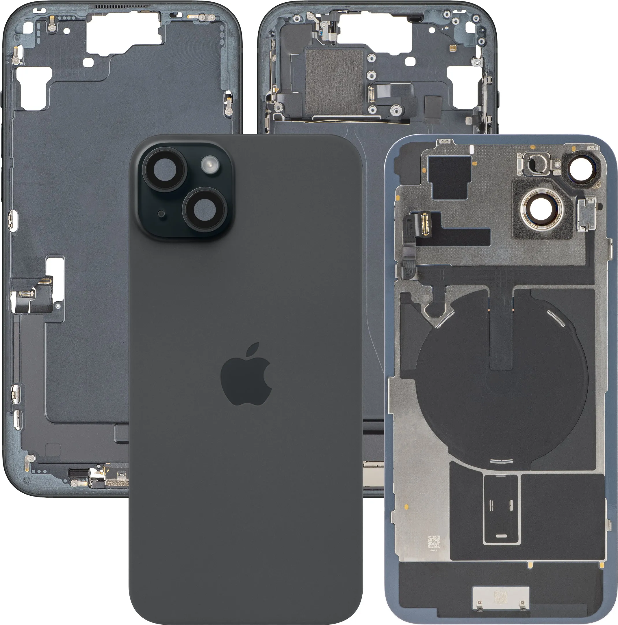 Cover Batteria Apple iPhone 15 Plus, Con Scocca Centrale, Parti Complete, Nero, Swap Premium