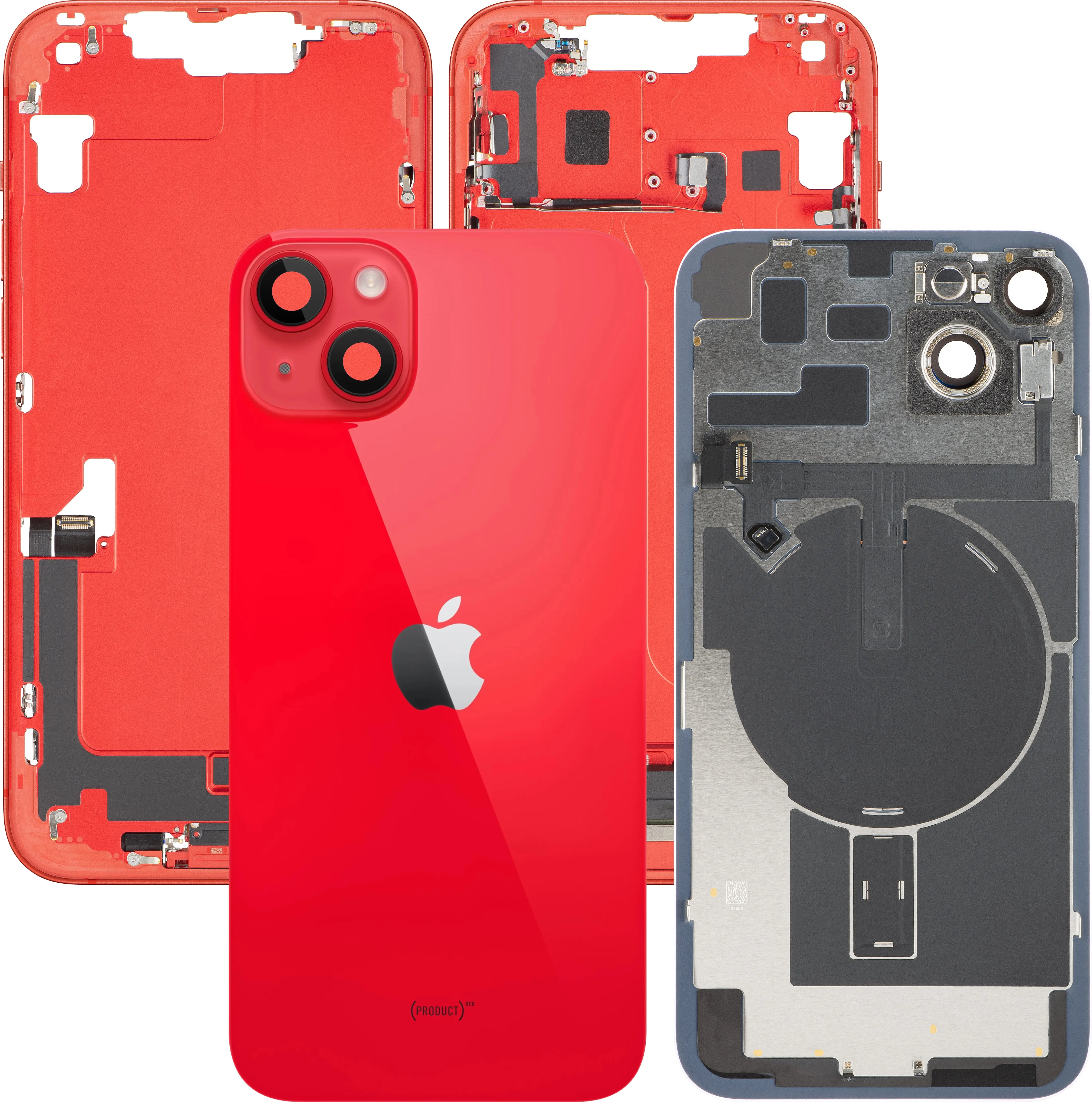 Copertura Batteria Apple iPhone 14 Plus, Con Scocca Centrale, Parti Complete, Rosso, Swap Premium