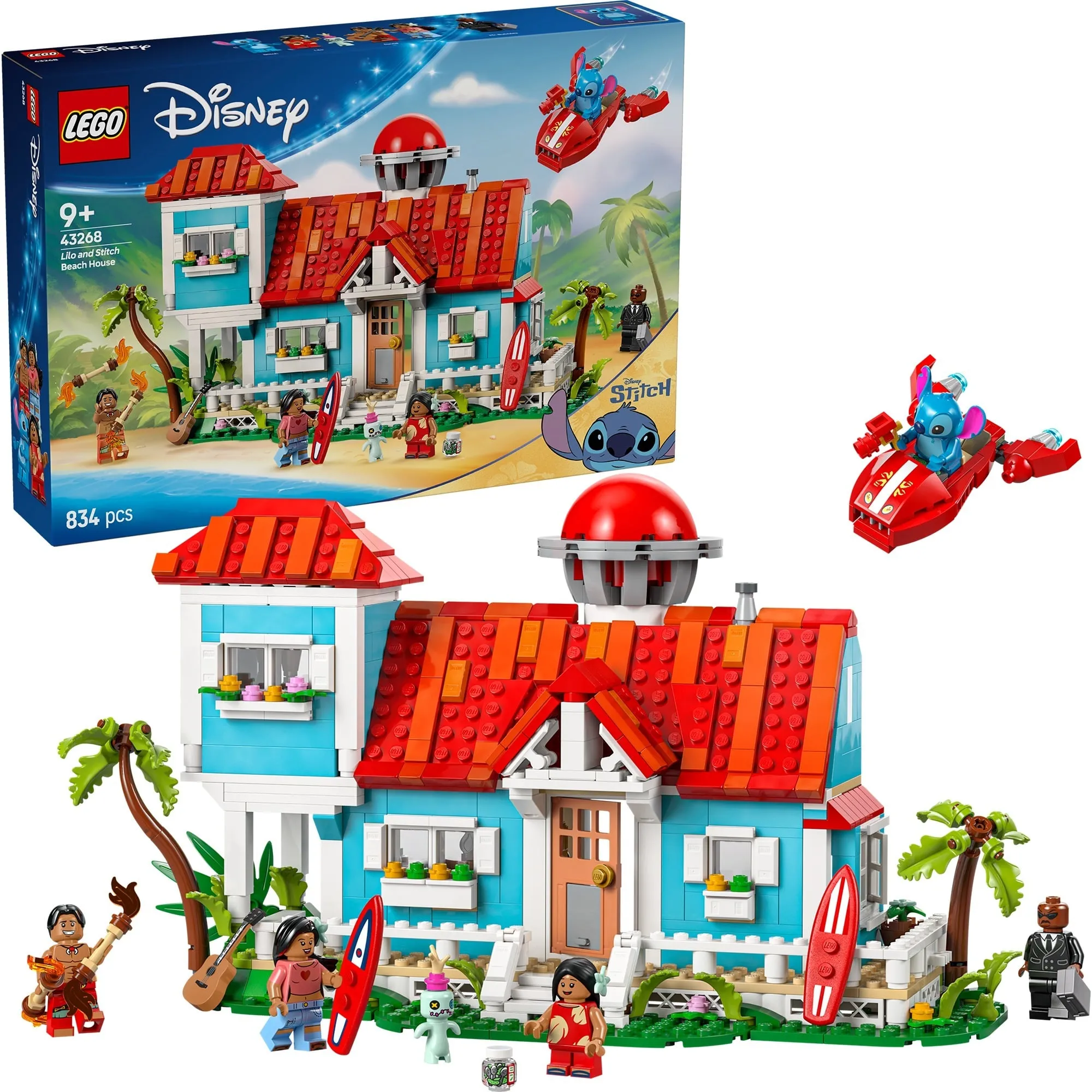 Disney | 43268 Casa sulla Spiaggia di Lilo e Stitch, Modellino Giocattolo con 6 Stanze e 5 Minifigure, Giochi Bambini 9+, Giochi di costruzione