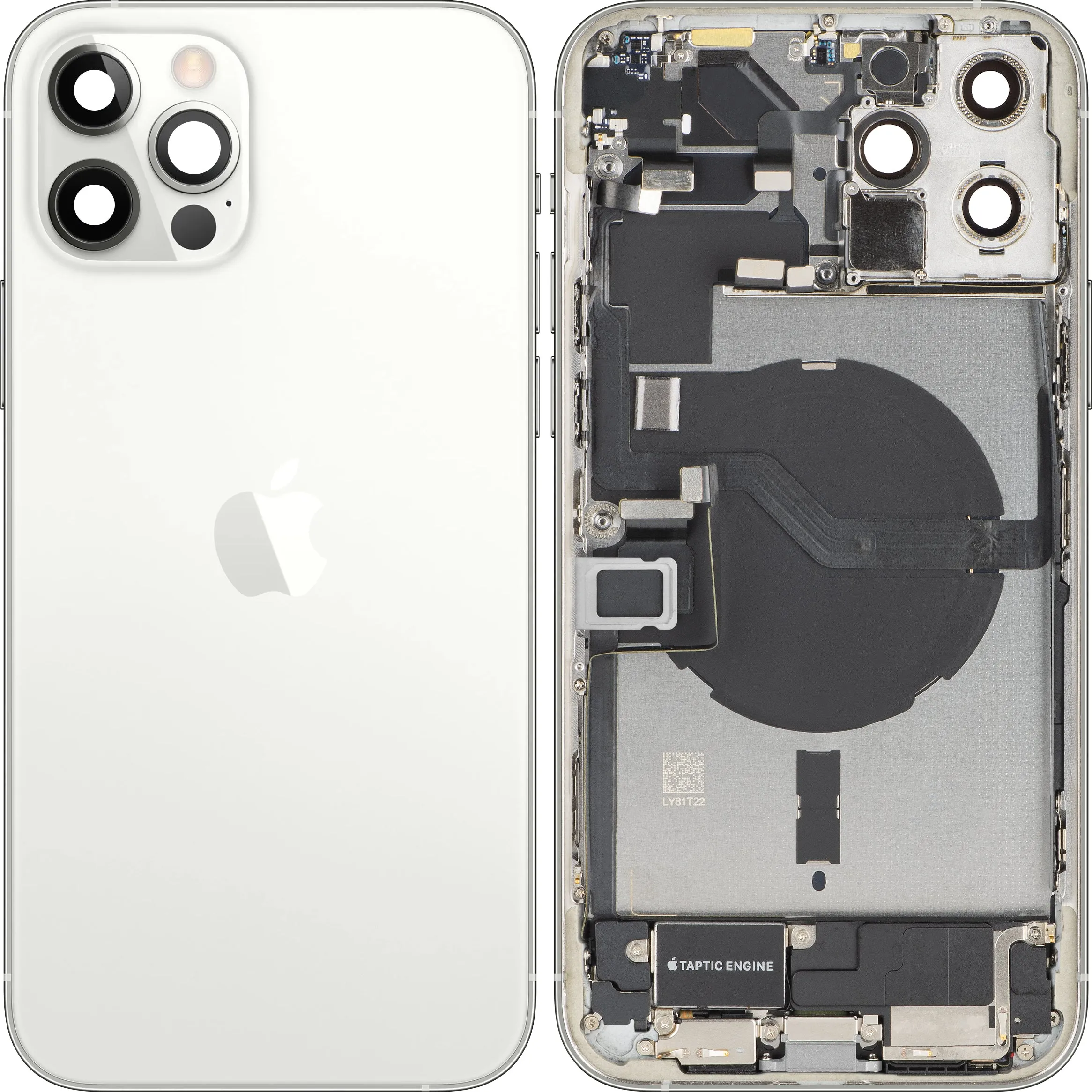 Cover Batteria Apple iPhone 12 Pro Max, Con Scocca Centrale, Parti Complete, Argento, Swap Premium