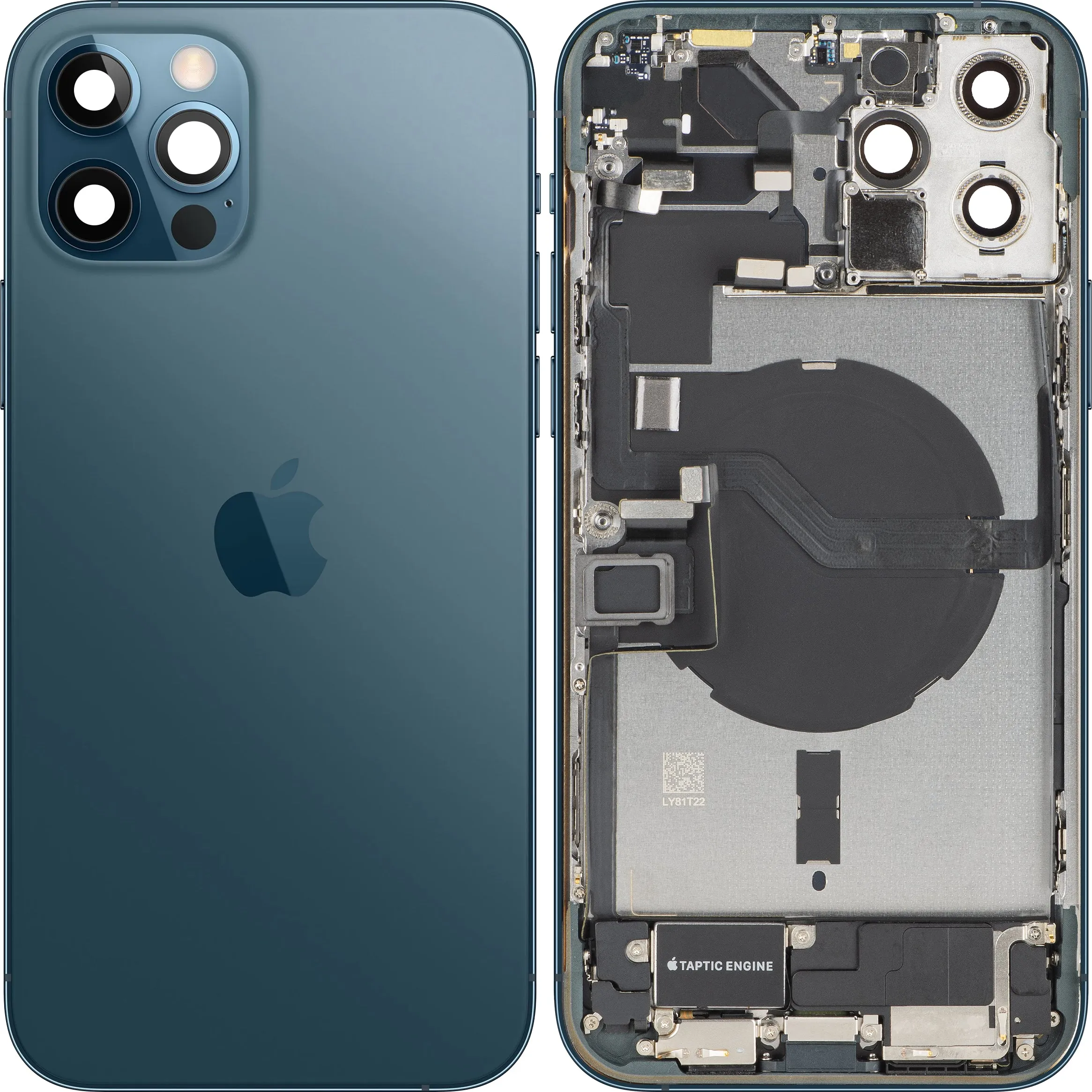 Copertura Batteria Apple iPhone 12 Pro Max, Con Scocca Centrale, Parti Complete, Blu (Pacific Blue), Swap Premium