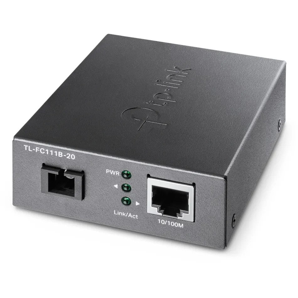 Omada TL-FC111B-20 convertitore multimediale di rete 100 Mbit/s Modalità singola Nero, Media Converter