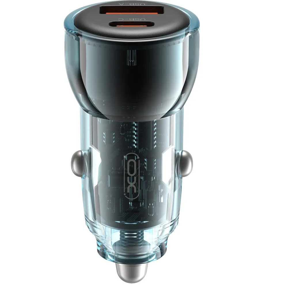 Caricabatterie Auto XO Design CC60, 60W, 3A, 1 x USB-A - 1 x USB-C, Blu