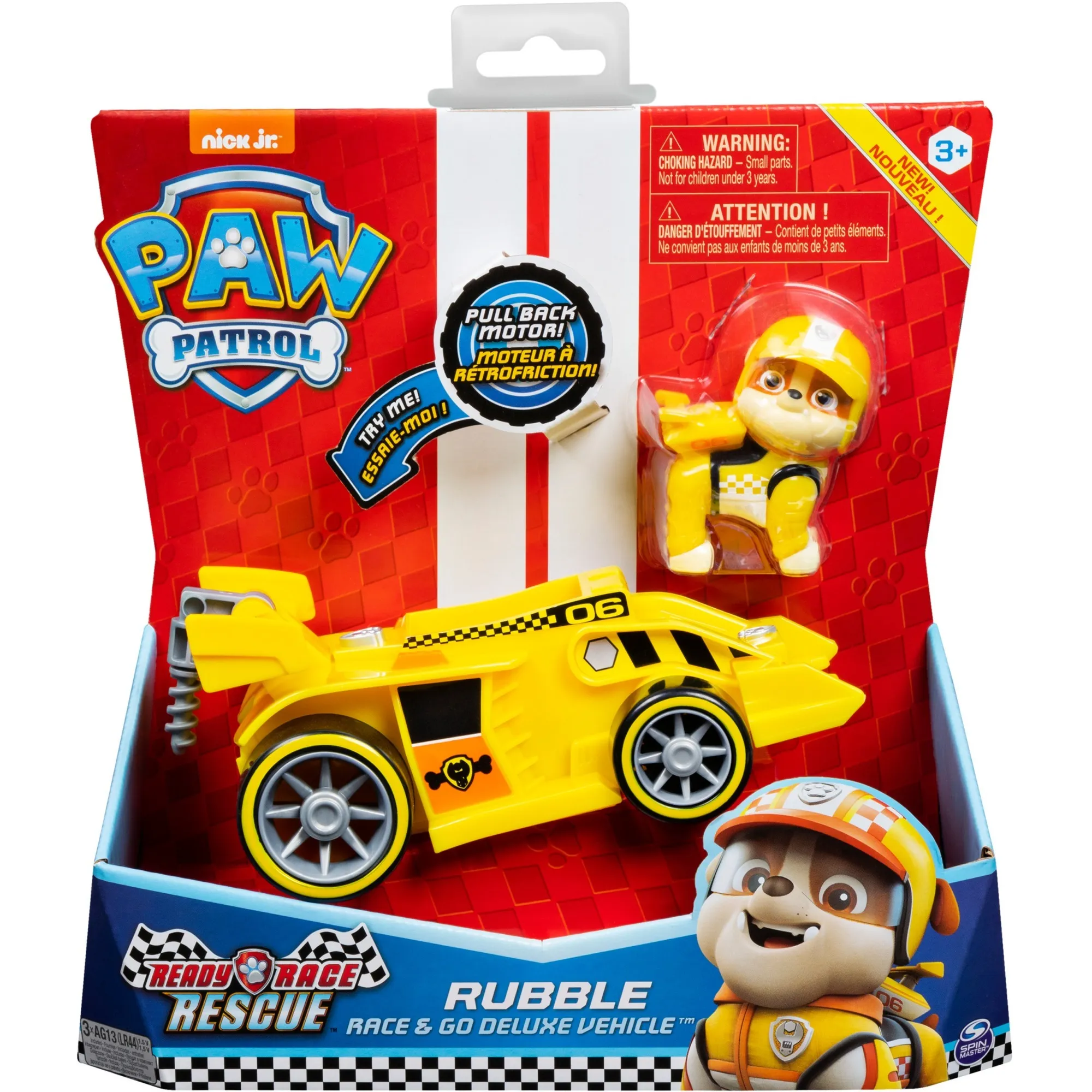 Paw Patrol Veicoli Ready Race Rescue, Veicolo Di Rubble con Suoni da Gara, dai 3 Anni, veicolo da gioco