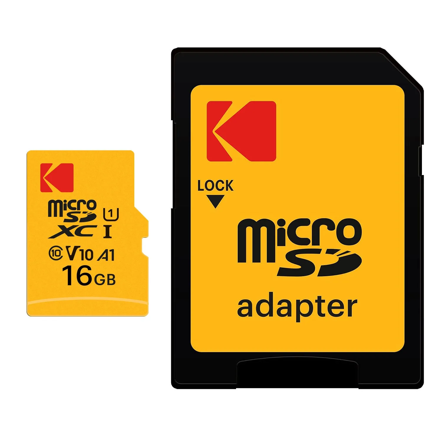 Scheda di Memoria microSDHC Kodak Premium Performance, 16Gb, Classe 10 / UHS-1 U1, Con Adattatore EKMSDM16GHC10K