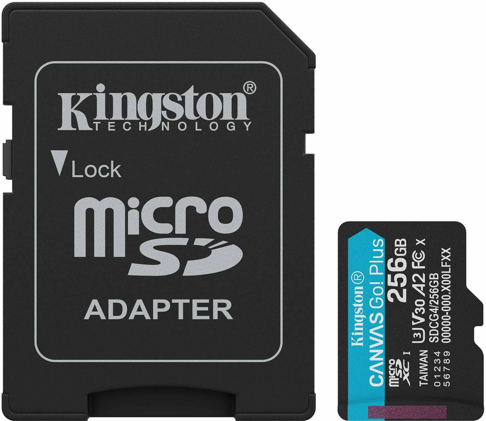 Scheda di Memoria microSDXC Kingston Canvas Go Plus Android A2, 256Gb, Classe 10 / UHS-1 U3, Con Adattatore SDCG4/256GB