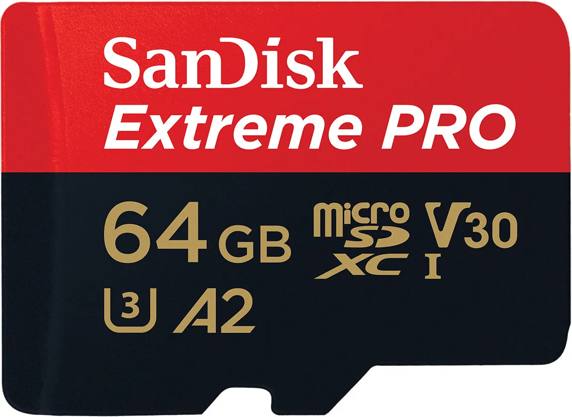 Scheda di Memoria microSDXC SanDisk Extreme Pro, 64Gb, Classe 10 / UHS-1 U3, Con Adattatore SDSQXCU-064G-GN6MA