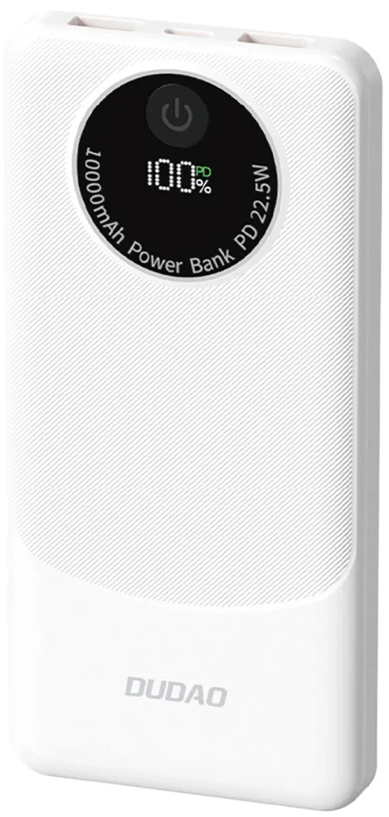 Batteria Esterna Dudao K12, 10000mAh, 22.5W, QC + PD, 1 x USB-C - 2 x USB-A, Bianca