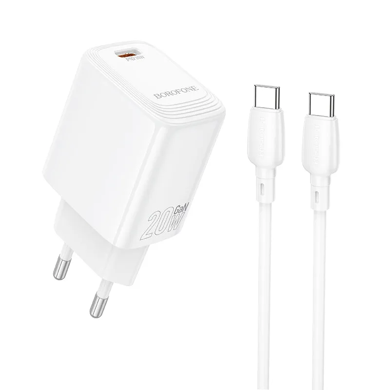 Caricabatterie da rete con cavo USB-C Borofone BN26 Fuente, 20W, 3A, 1 x USB-C, Bianco