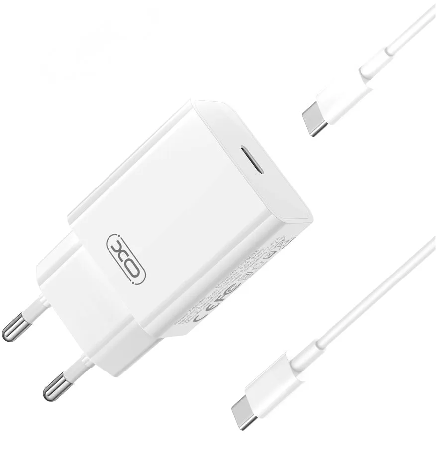 Caricabatterie da Rete con Cavo USB-C XO Design L126, 20W, 3A, 1 x USB-C, Bianco