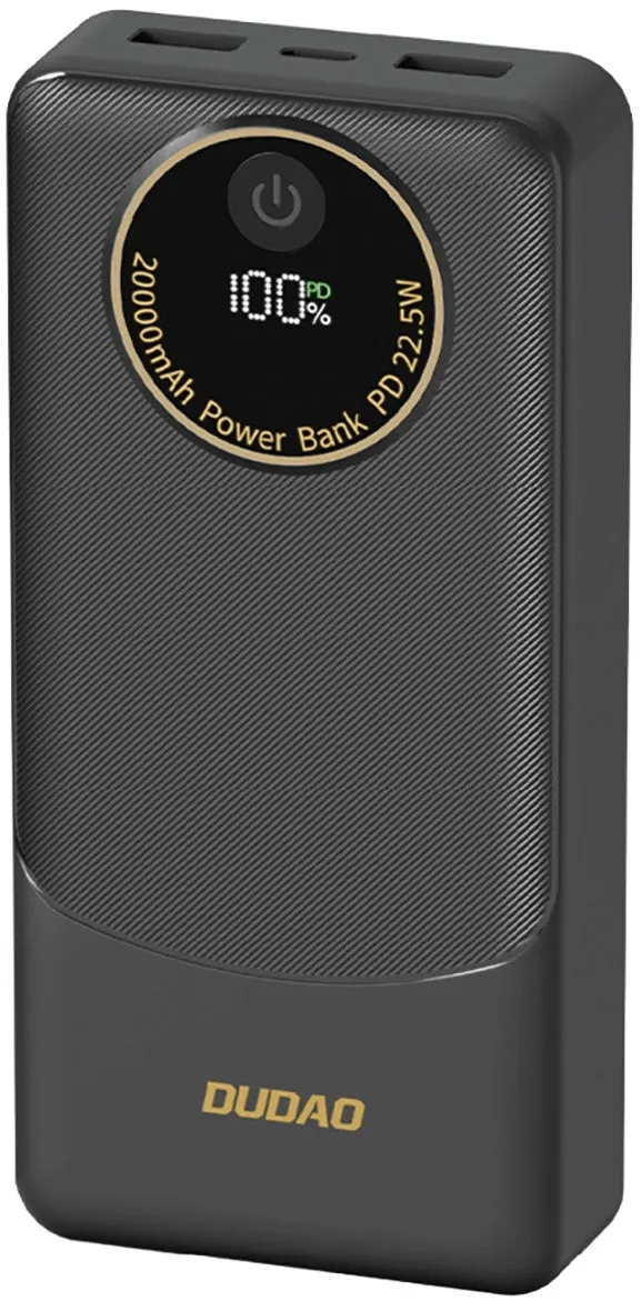 Batteria Esterna Dudao K12Pro, 20000mAh, 22.5W, QC + PD, 1 x USB-C - 2 x USB-A, Nera