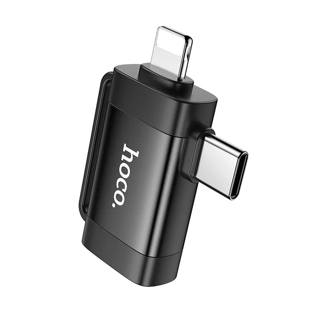Adattatore OTG USB-C / Lightning - USB-A HOCO UA31F, Nero