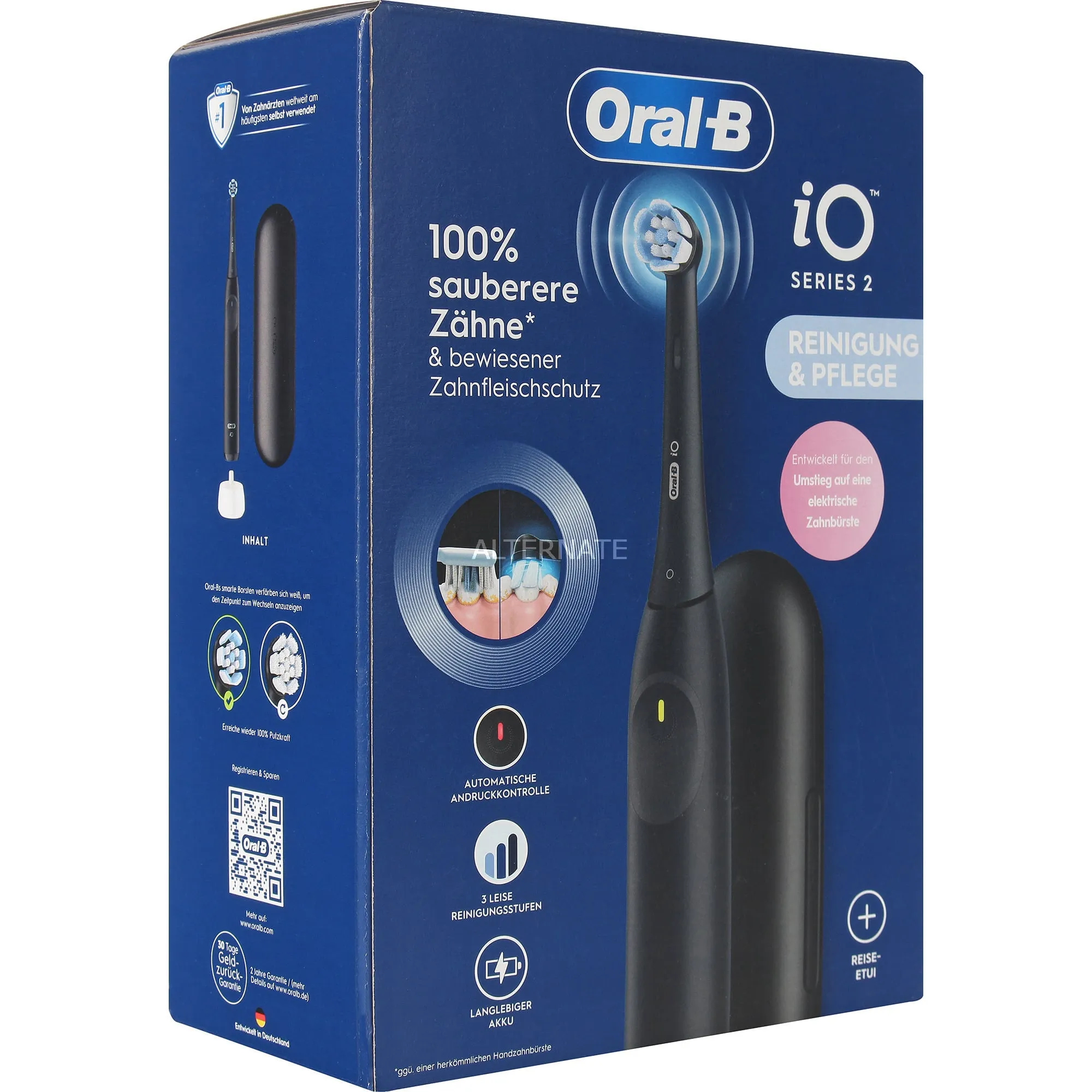 iO SERIE 2 Adulto Spazzolino a vibrazione Nero, Spazzolino da denti elettrico