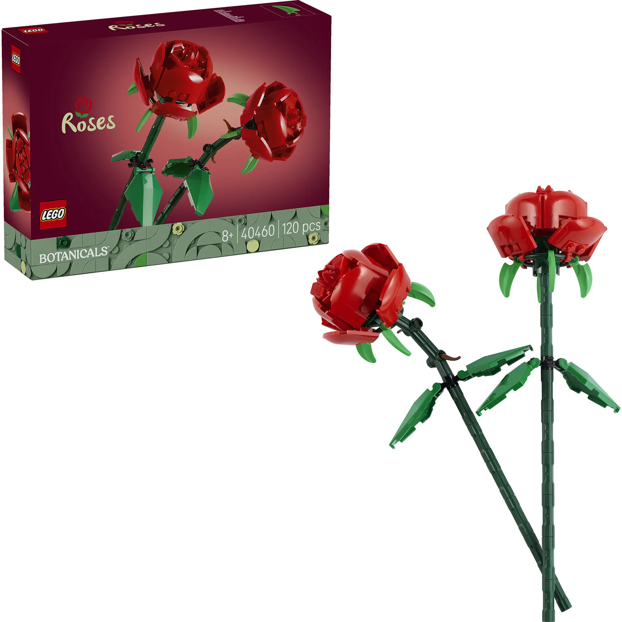 Botanicals 40460 Rose, Fiori Finti Compatibile con Bouquet di Fiori Artificiali, Regalo Donna, Uomo, Bambine e Bambini 8+, Giochi di costruzione