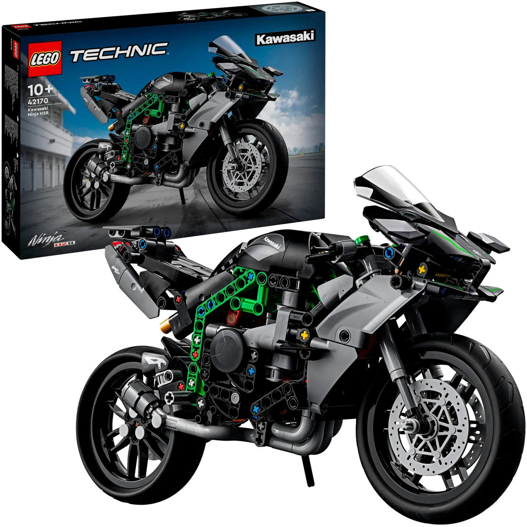 Technic 42170 Motocicletta Kawasaki Ninja H2R, Giochi per Bambini10+, Modellino di Moto Giocattolo in Scala da Costruire, Giochi di costruzione