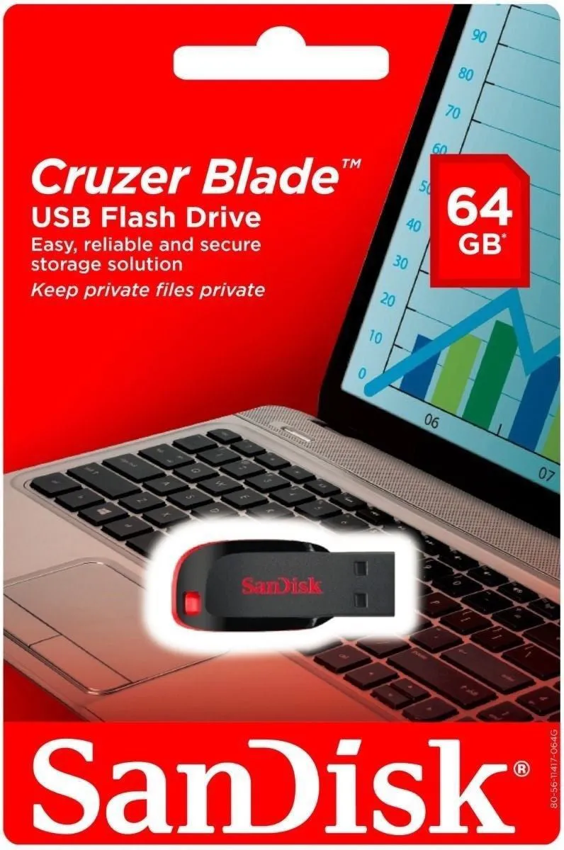 Memoria Esterna USB-A SanDisk Cruzer Blade, 64Gb SDCZ50-064G-B35