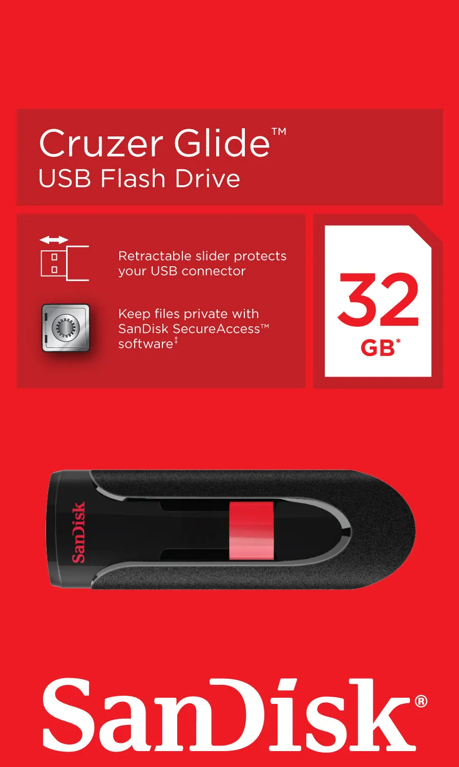 Memoria Esterna USB-A SanDisk Cruzer Glide, 32Gb SDCZ60-032G-B35