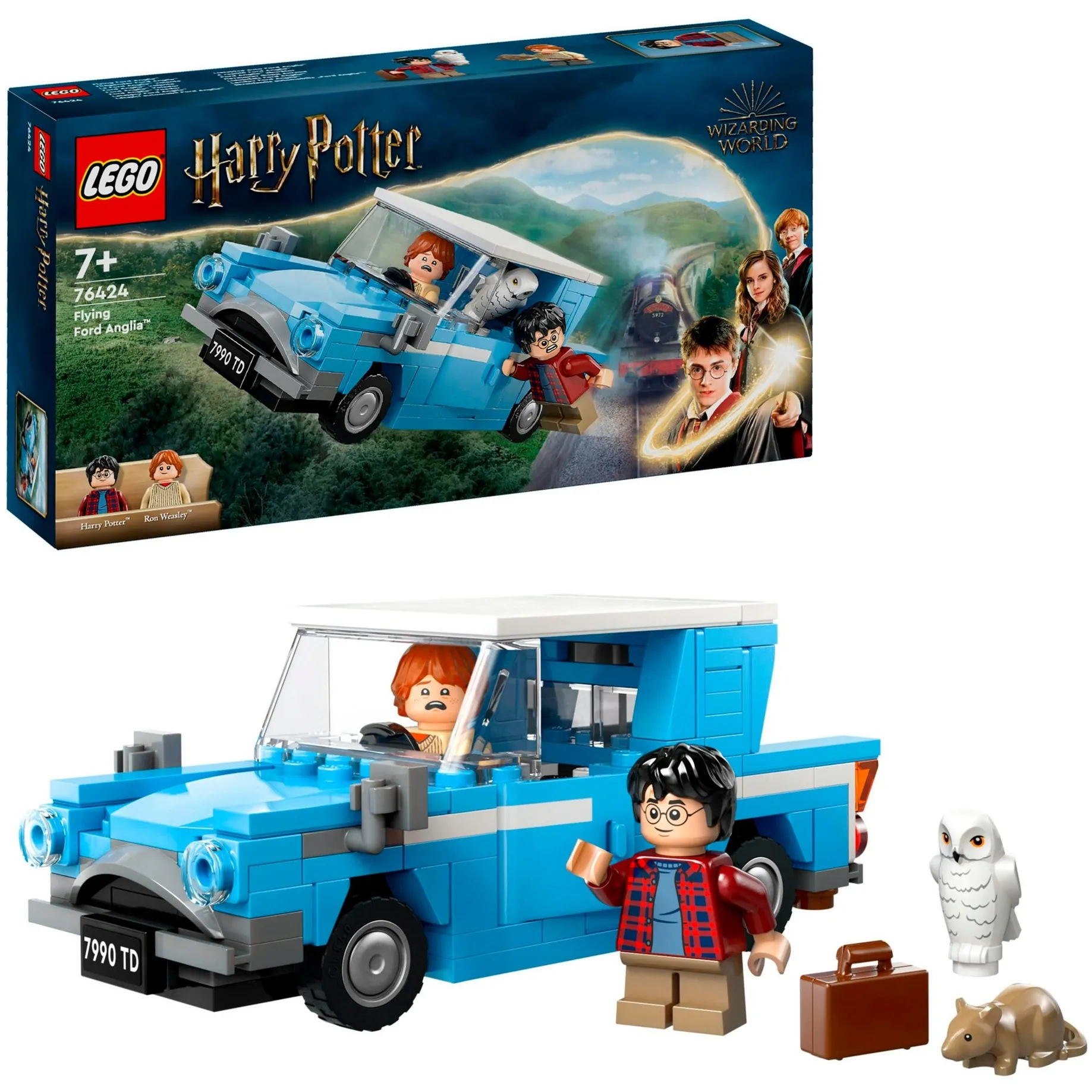 Harry Potter 76424 Ford Anglia Volante, Modellino di Macchina Giocattolo da Costruire, Giochi Bambini 7+ con Minifigure, Giochi di costruzione