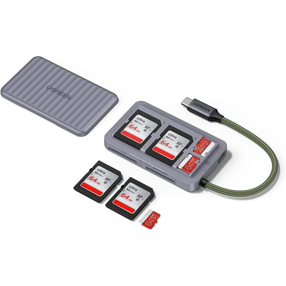 Lettore di schede USB-C con organizzatore UGREEN 55886, 2 x SD - microSD, Grigio