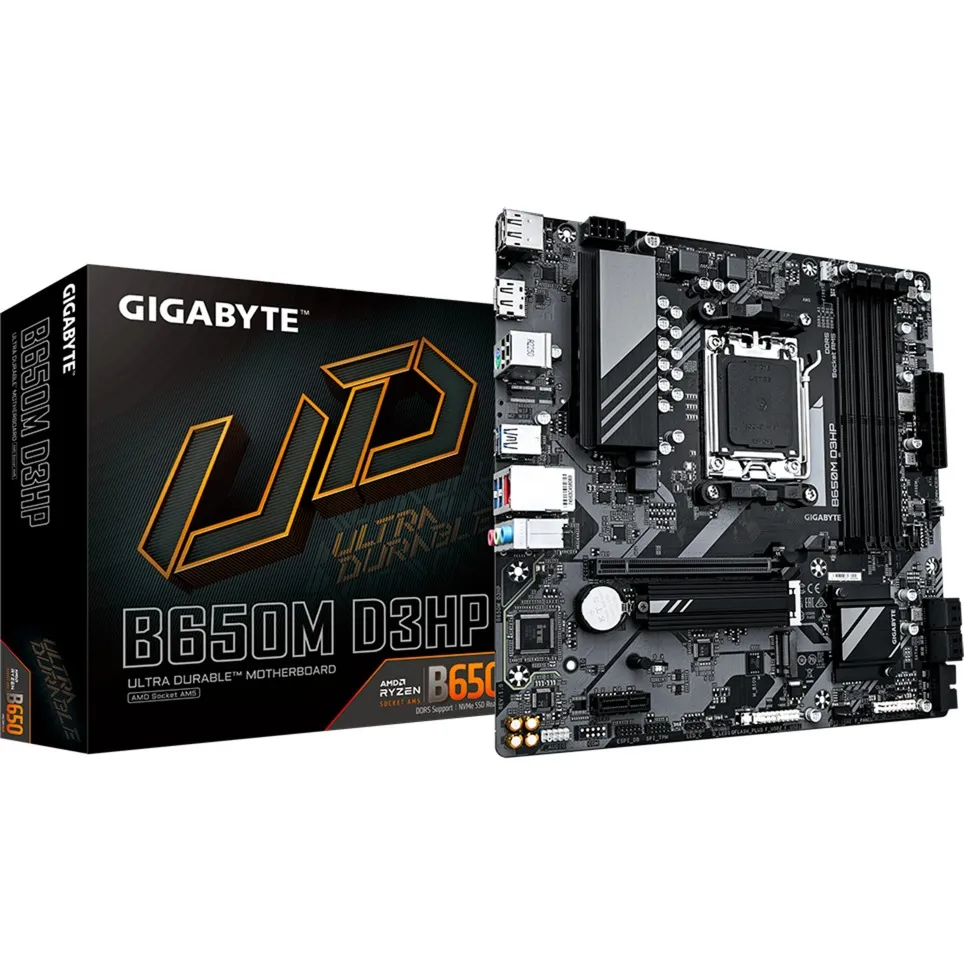 B650M D3HP Scheda madre - AMD Ryzen serie 9000, VRM a 5+2+2 fasi, fino a 7600 MHz DDR5 (OC), 2xPCIe 4.0 M.2, LAN 2,5 GbE, USB 3.2 Gen 1