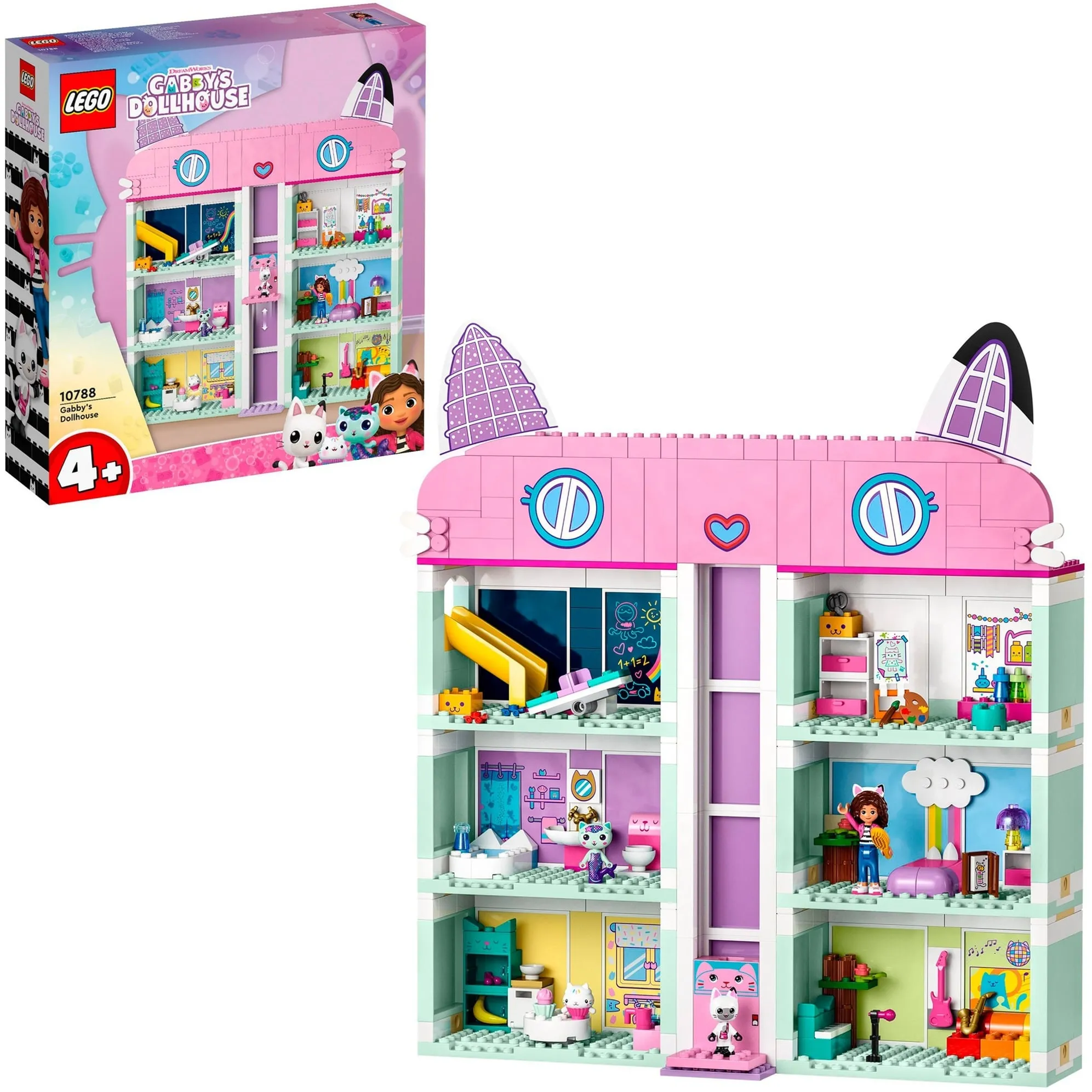 10788 La Casa delle Bambole di Gabby, Casa Giocattolo a 4 Piani e 8 Stanze con i Personaggi di Gabby, Regalo Creativo 4+, Giochi di costruzione