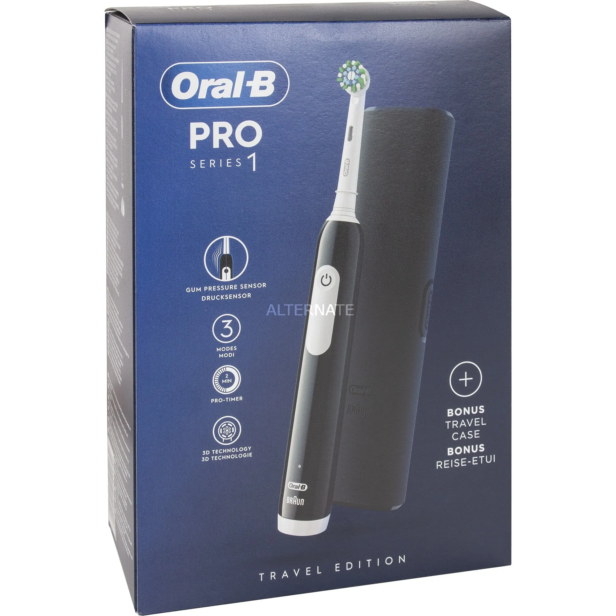 Pro 1 Cross Action Adulto Spazzolino rotante-oscillante Nero, Spazzolino da denti elettrico