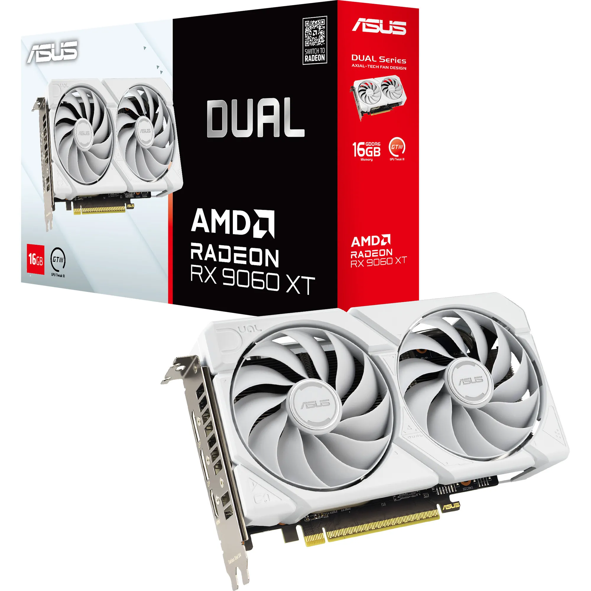 Dual -RX9060XT-16G-WHITE AMD Radeon RX 9060 XT 16 GB GDDR6, Scheda grafica