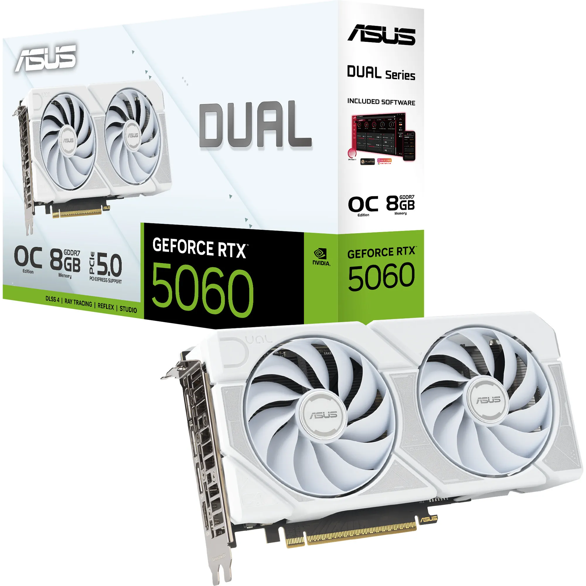 Dual -RTX5060-O8G-WHITE NVIDIA GeForce RTX 5060 8 GB GDDR7, Scheda grafica