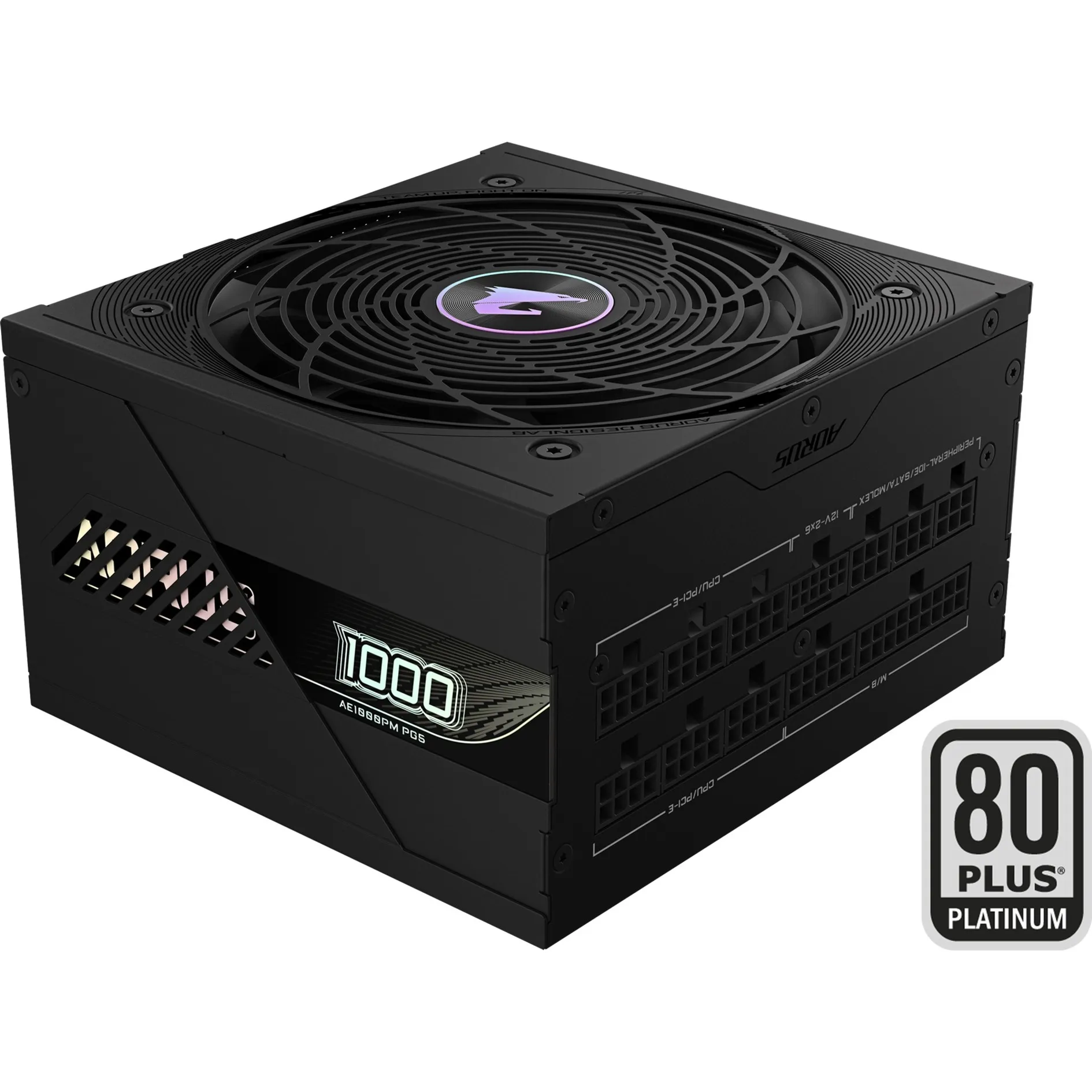 AORUS ELITE P1000W ICE Alimentatore - PCIe 5.0, 80 PLUS Platinum, Design completamente modulare, Ventola da 120 mm, Compatibile con ATX 3.0, Spina EU, Alimentatore PC