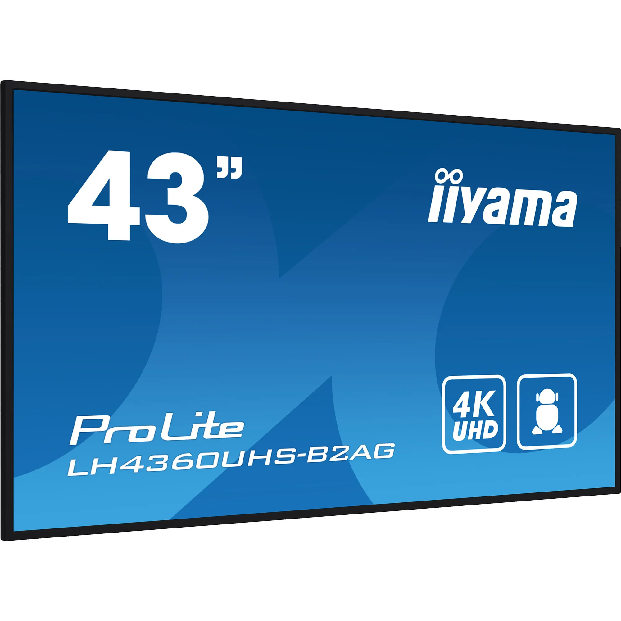 LH4360UHS-B2AG visualizzatore di messaggi Pannello A digitale 108 cm (42.5") LED Wi-Fi 500 cd/m² 4K Ultra HD Nero Processore integrato Android 11 24/7, Public Display