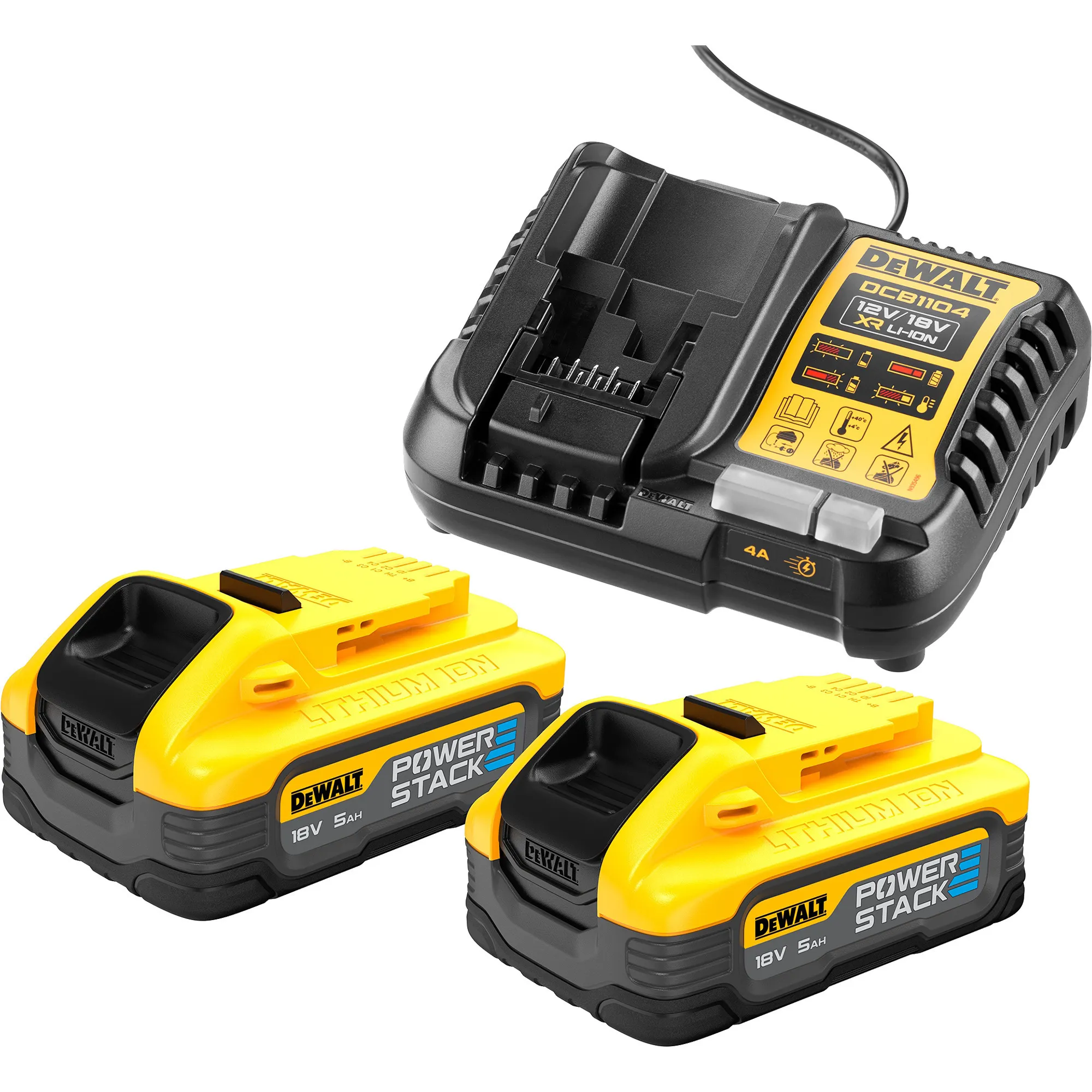 Kit di avvio batteria Powerstack DCB1104H2, incl. 2x batteria 18 volt, set