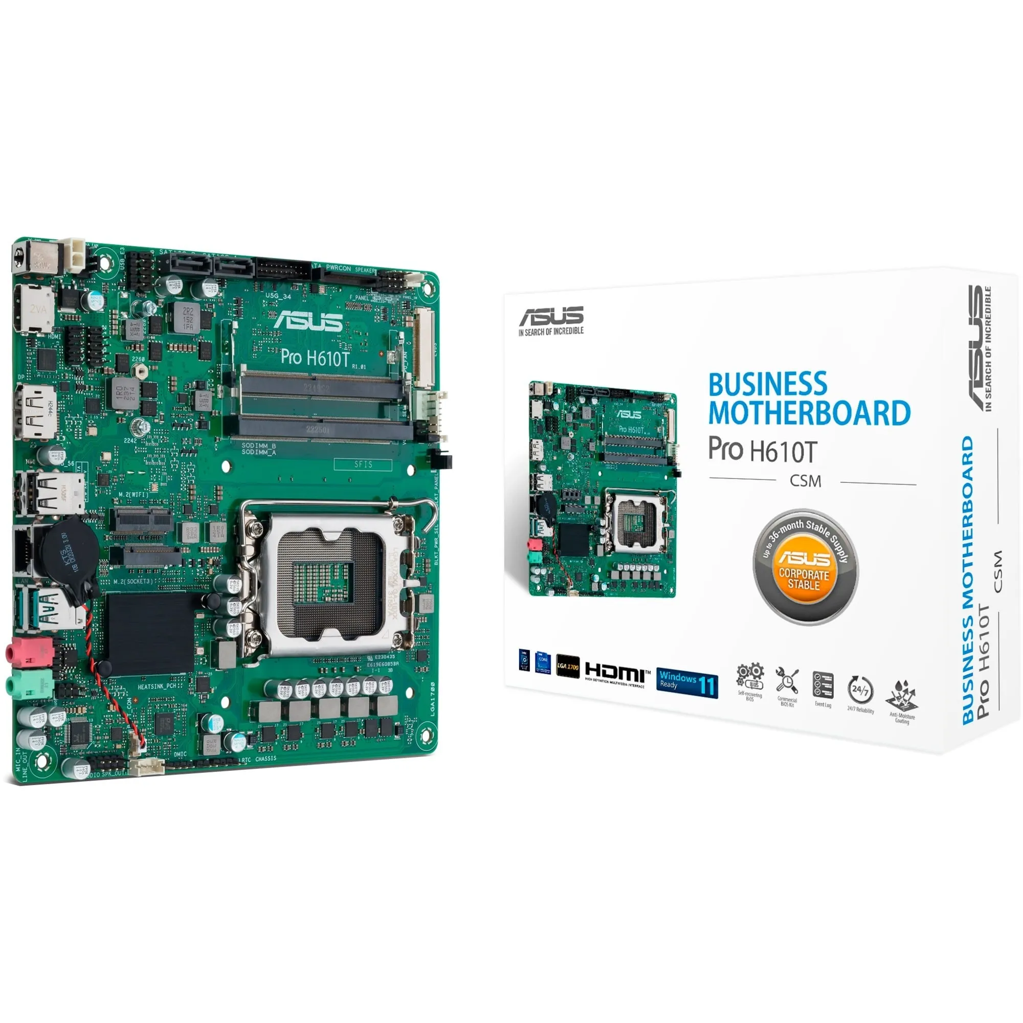 PRO H610T-CSM Intel H610 LGA 1700 Thin Mini ITX, Scheda madre