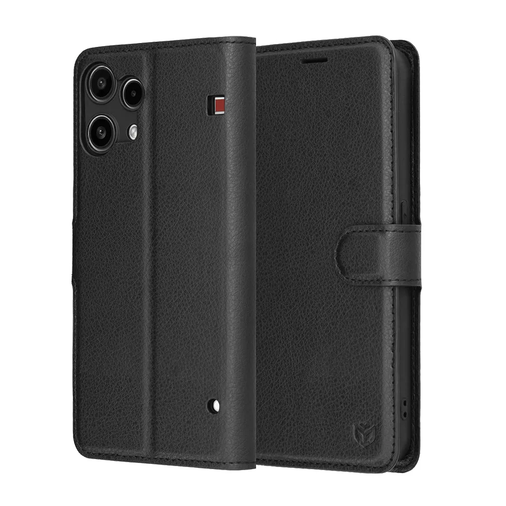 Custodia per Nothing Phone (3a) Lite, Techsuit, Leather Folio, Nera