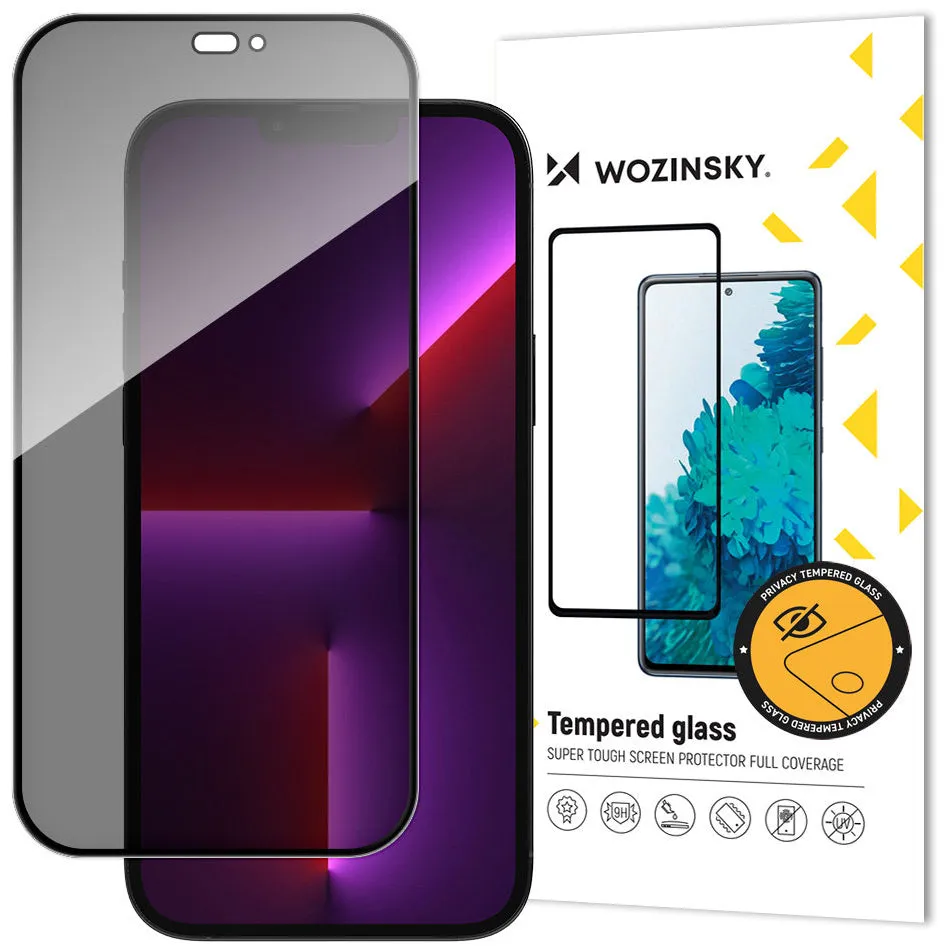 Pellicola Protettiva Schermo Privacy WZK AntiSpy per Apple iPhone 14 Pro, Vetro Temperato, Full Glue