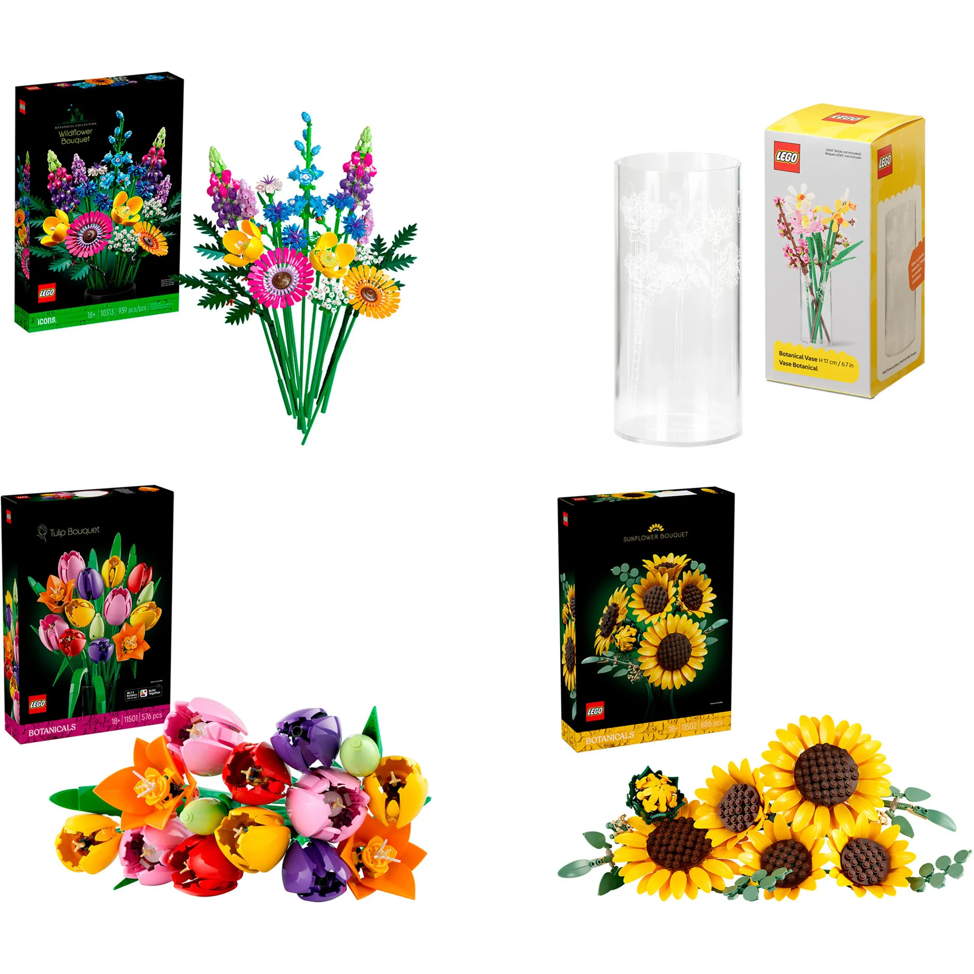 Bouquet di fiori estivi Botanicals (con vaso), Giochi di costruzione
