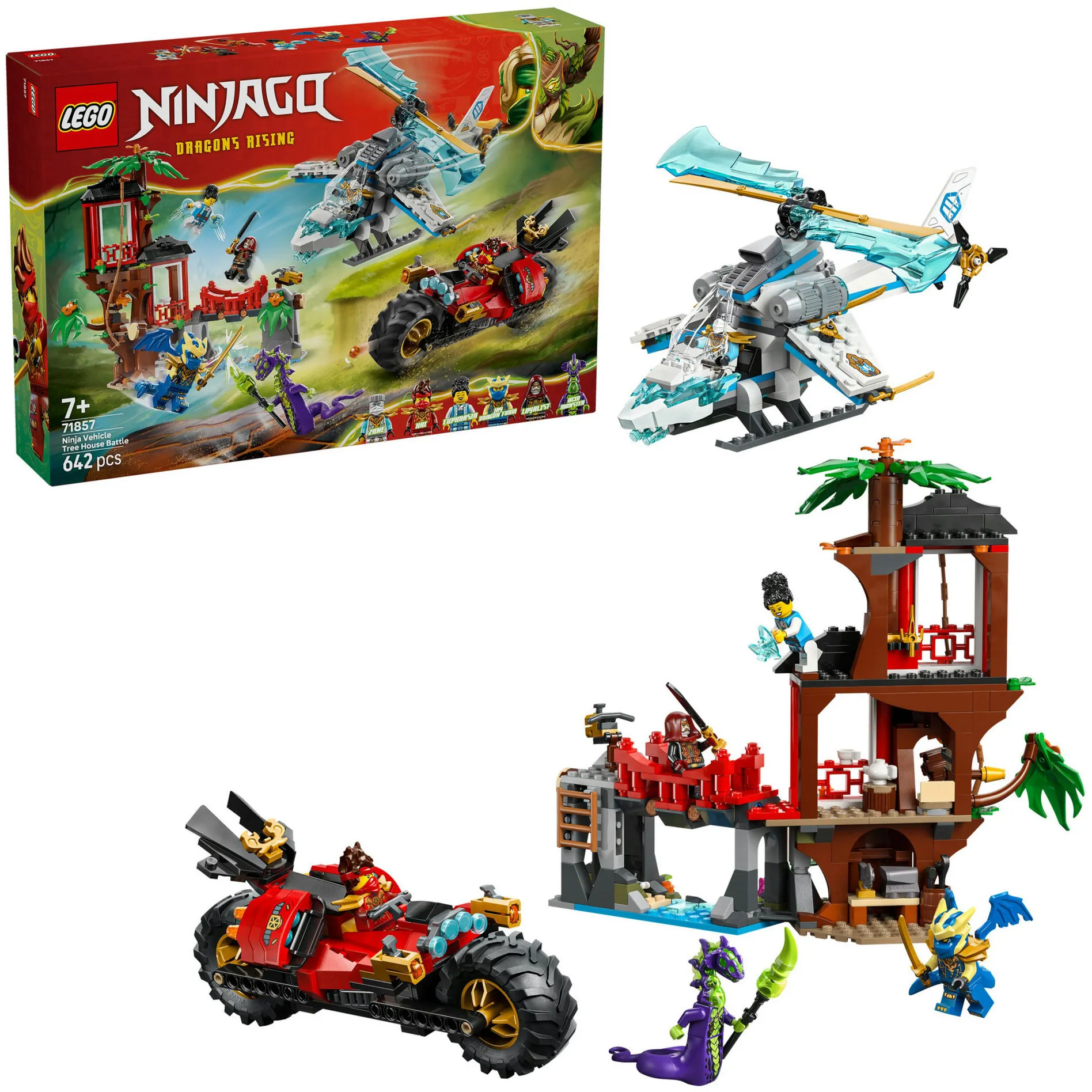 Ninjago Showdown nella casa sull''albero con la moto ninja, Giochi di costruzione