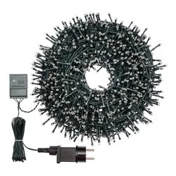 Filo Verde 1500 luci - MINILED Bianco freddo (30,5 + 4 mt) 8 Giochi di luce XMAS KING IP44 34839