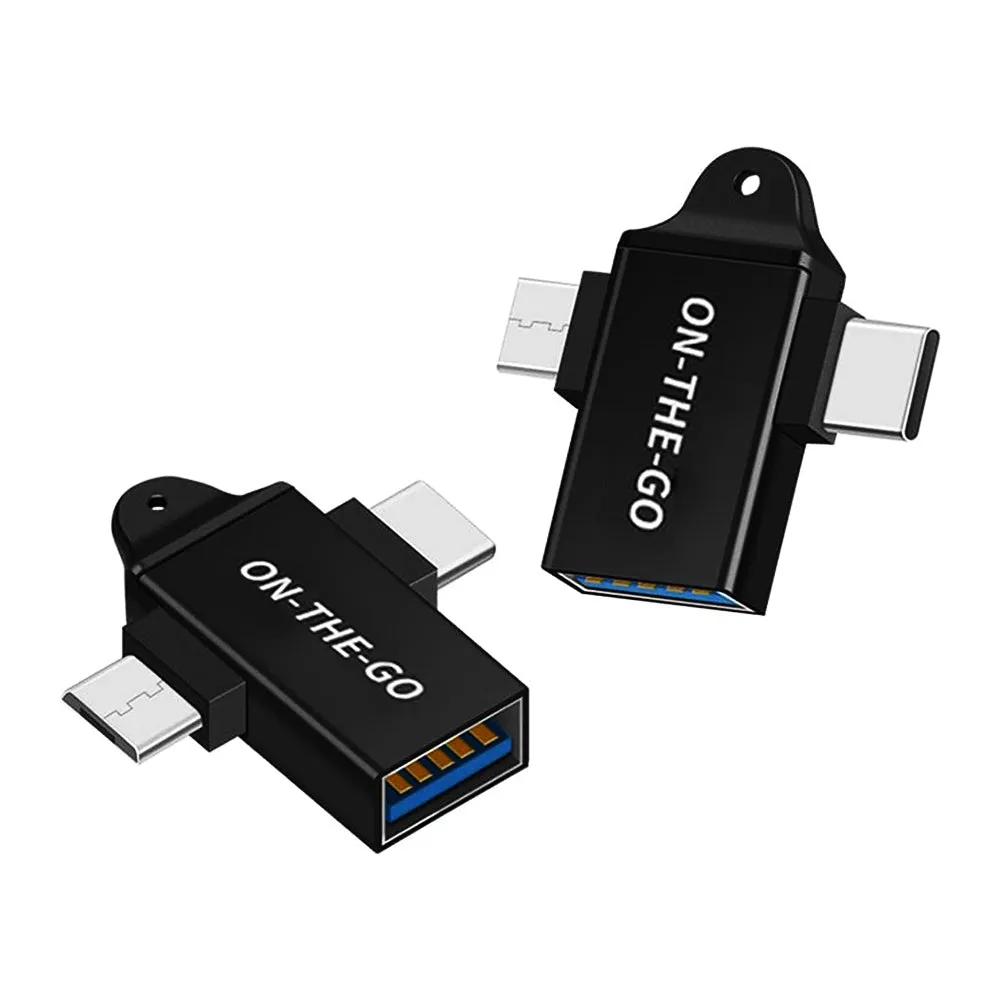 Adattatore OTG microUSB / USB-C - USB-A Techsuit A15 AluCoreX, Nero