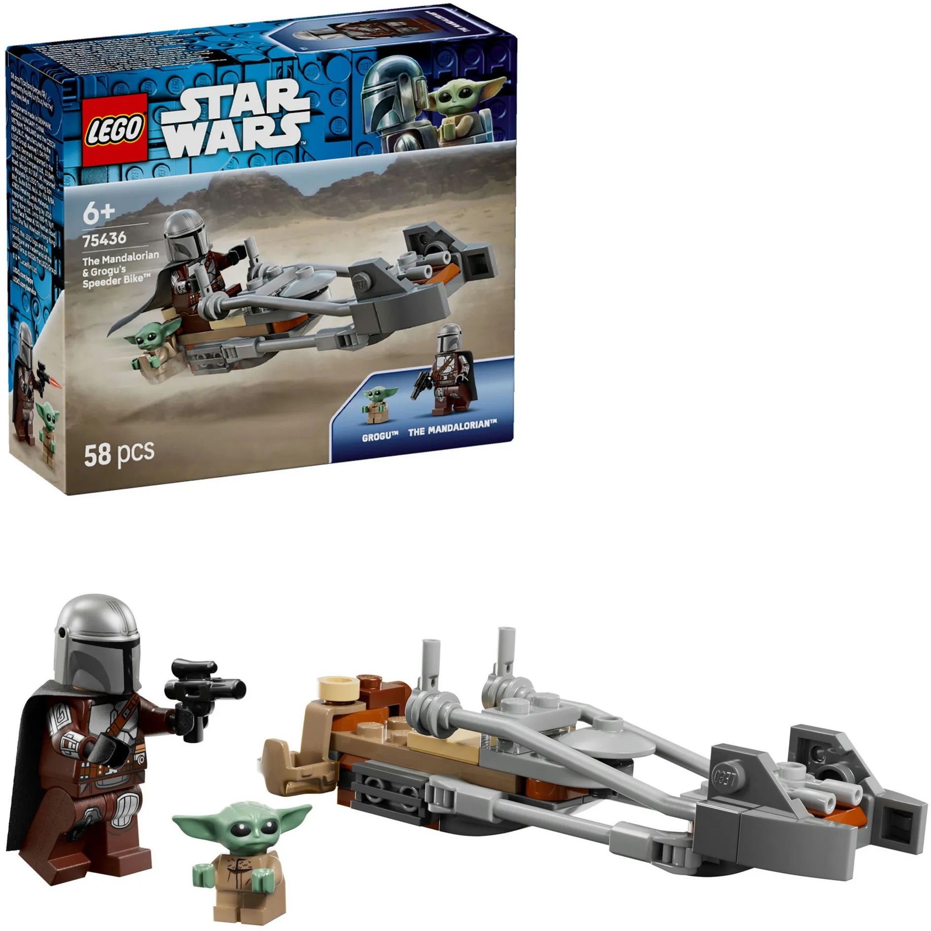 Star Wars Il Mandaloriano e Grogu sulla loro Speeder Bike, Giochi di costruzione