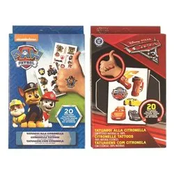 Tattoo Citronella Cars Disney e Paw Patrol 20 pz